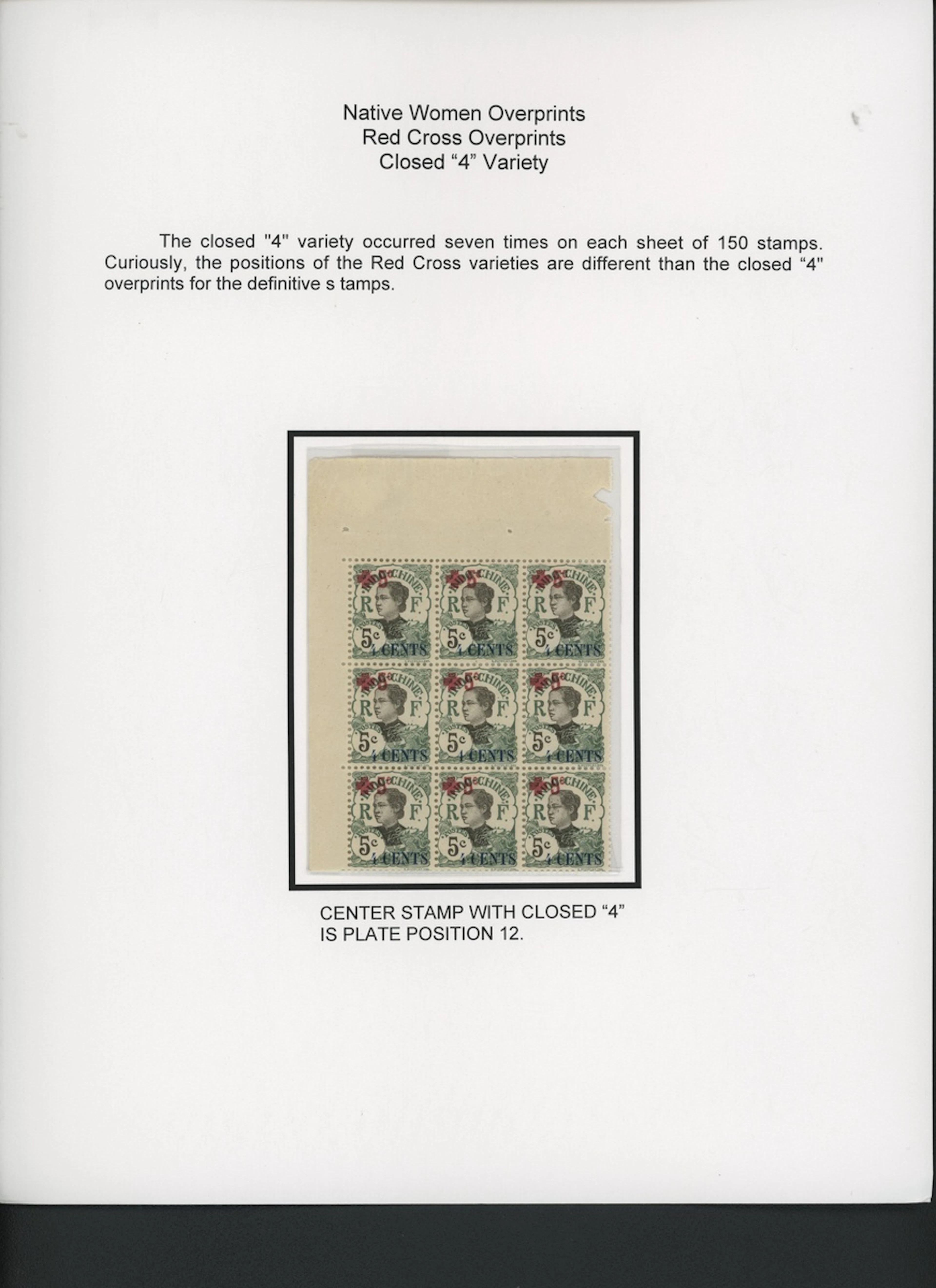 Indo-China French Indo-Chinese Post Office 1918 Red Cross overprints