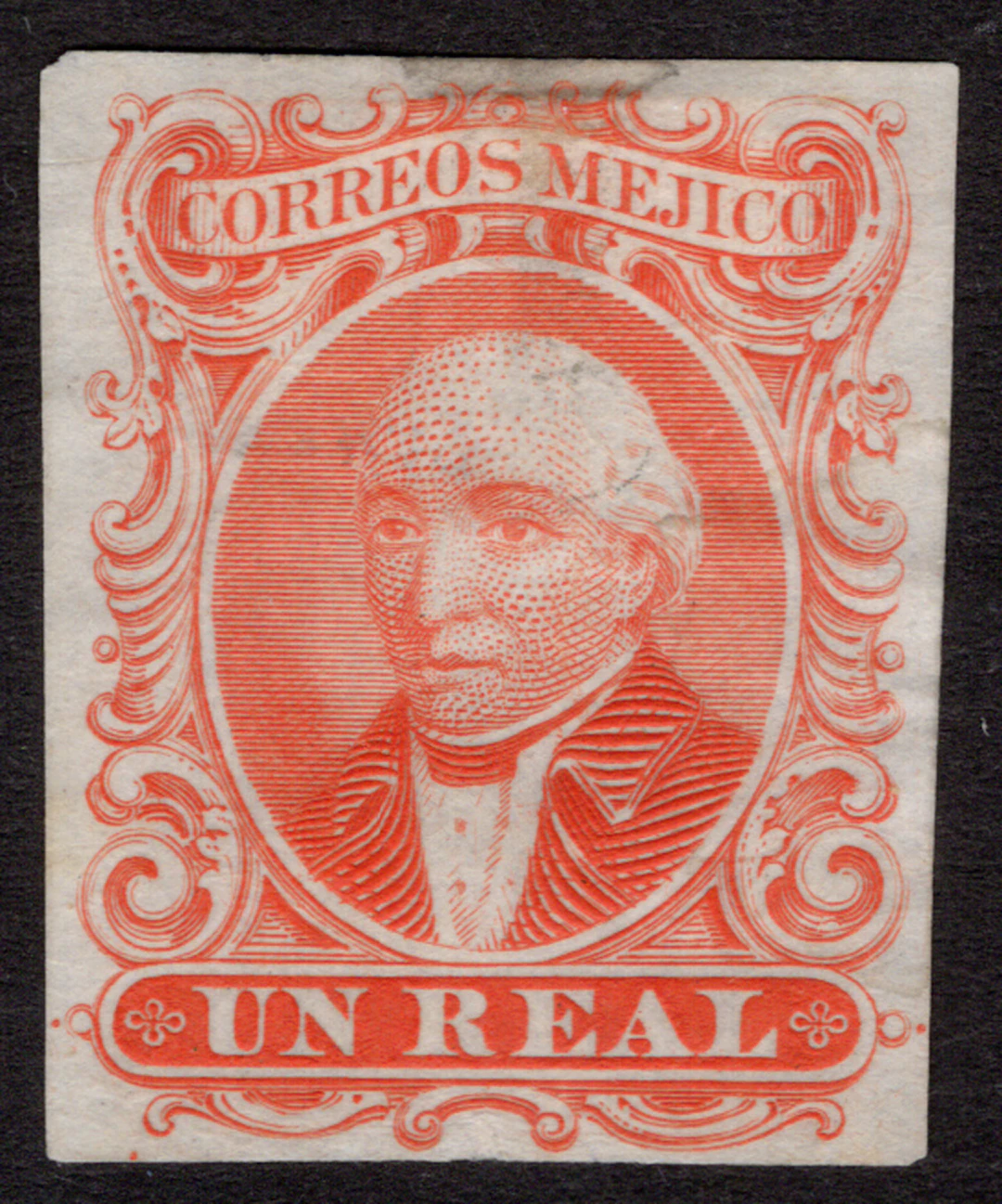 1856-1883 Classic Period 1863, Benito Juárez Issue, 1r. red-vermilion