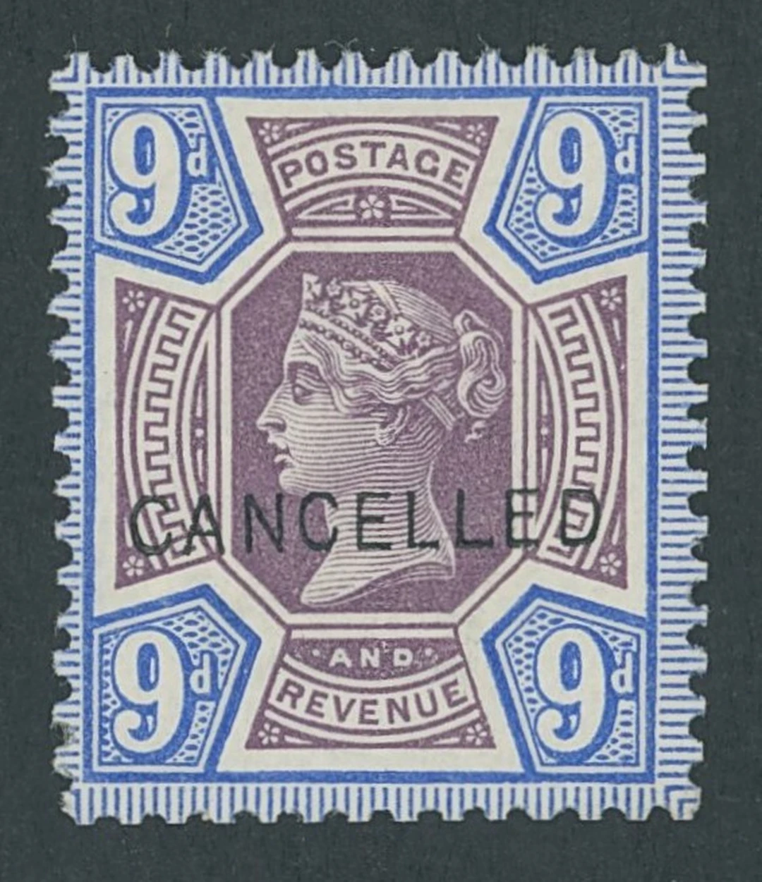 Great Britain 1887-92 'Jubilee' Issue 9d. purple and blue overprinted