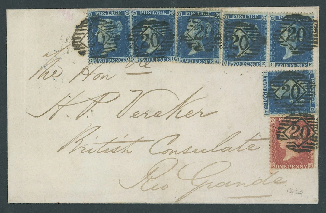 Great Britain 1856-58 Watermark Large Crown, Perf. 16 2d. blue, Plate