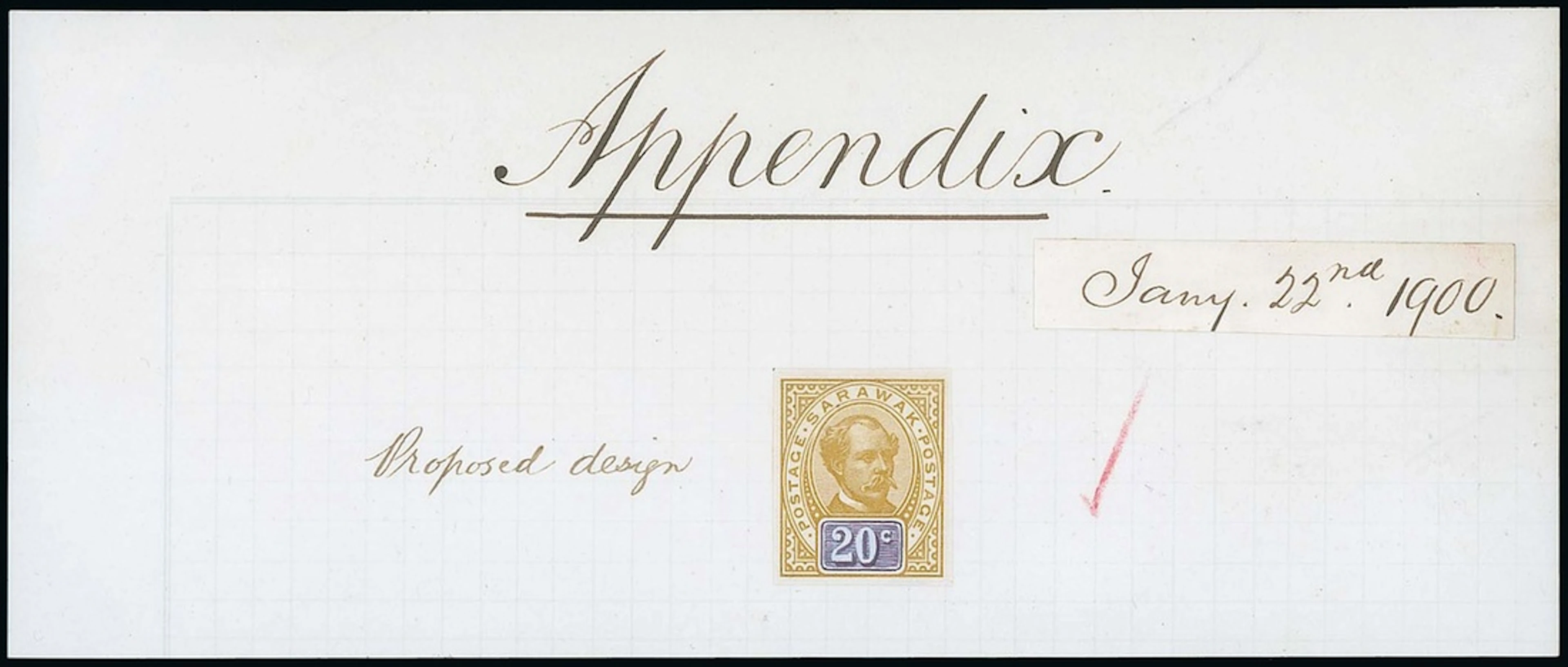 Sarawak 1899-1908 "postage postage" Issue Essays 20c. imperforate