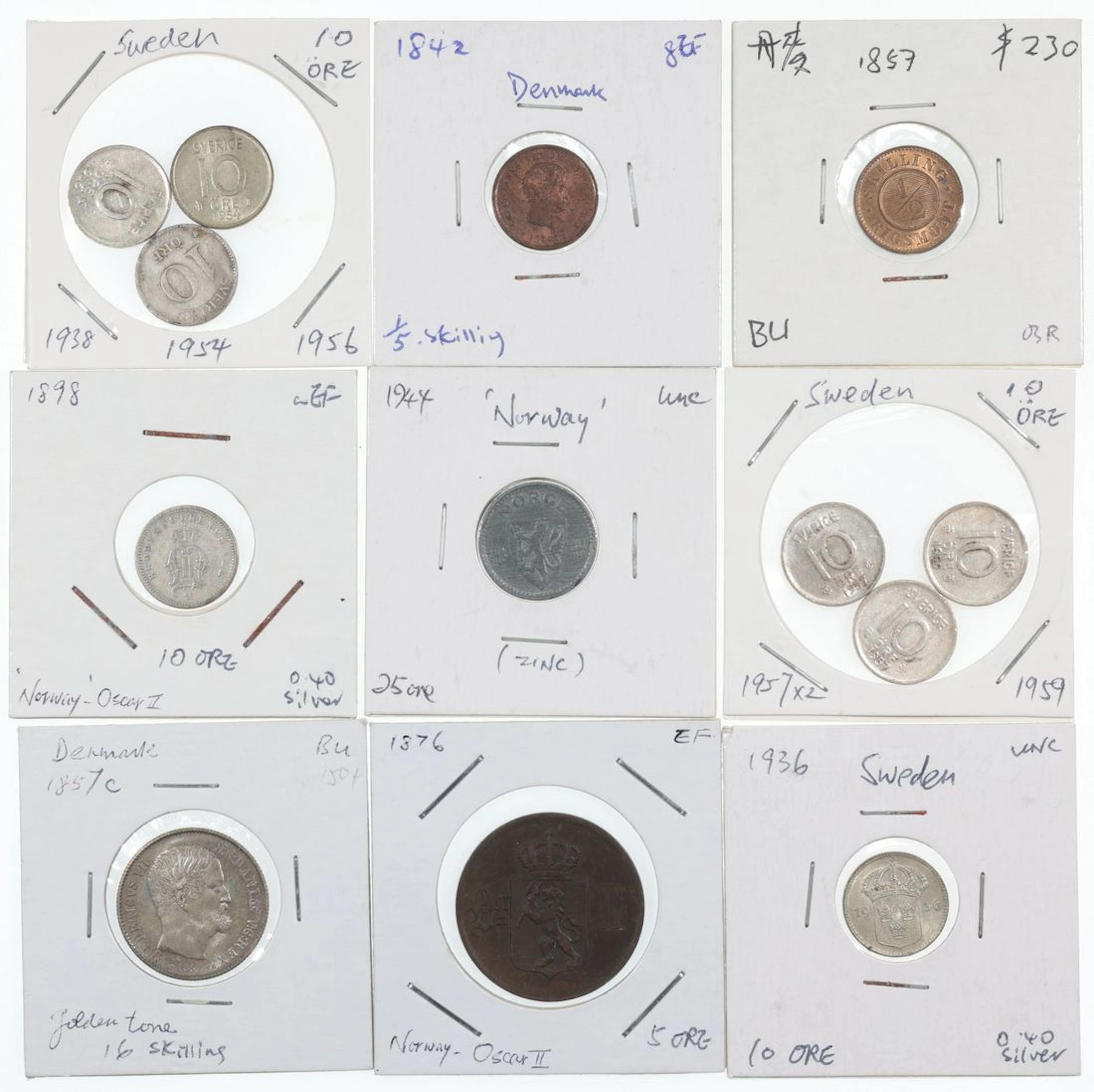 Scandinavian Coins, a group of 13x, including