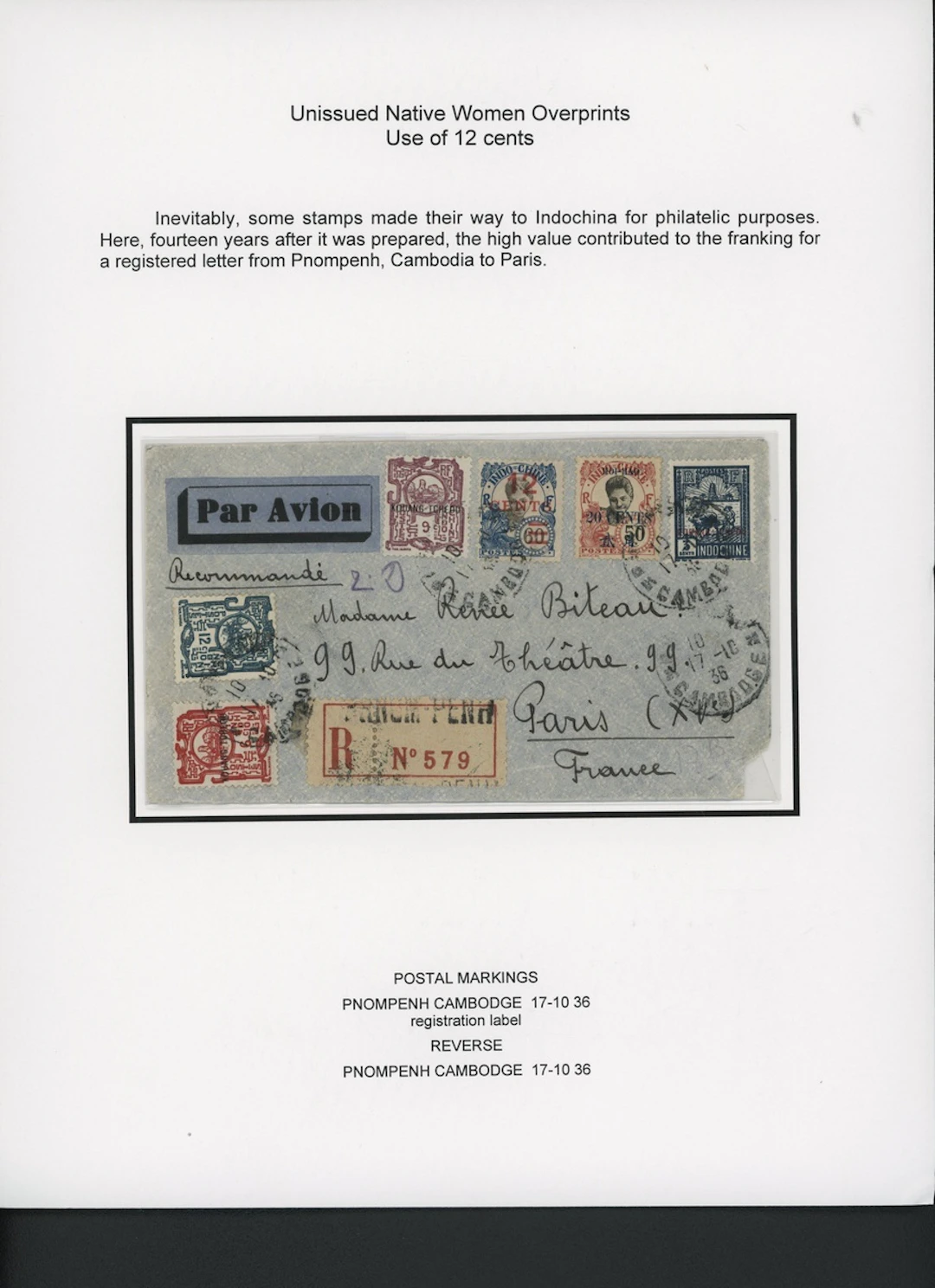Indo-China French Indo-Chinese Post Office 1922 Unissued series
