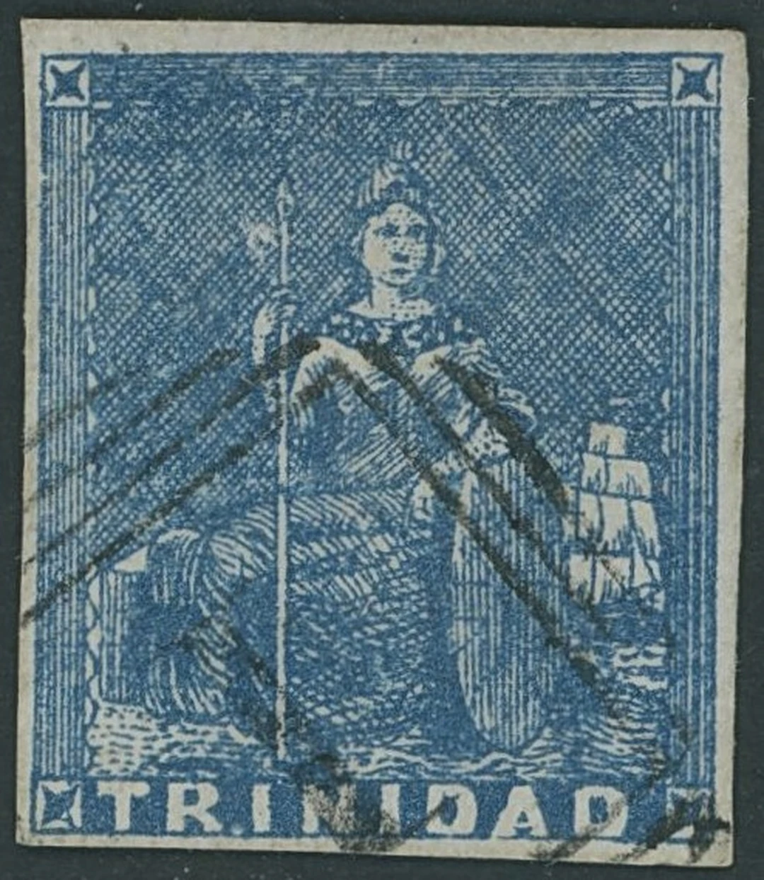 Trinidad 1852-60 Lithographed, first issue on bluish cartridge paper