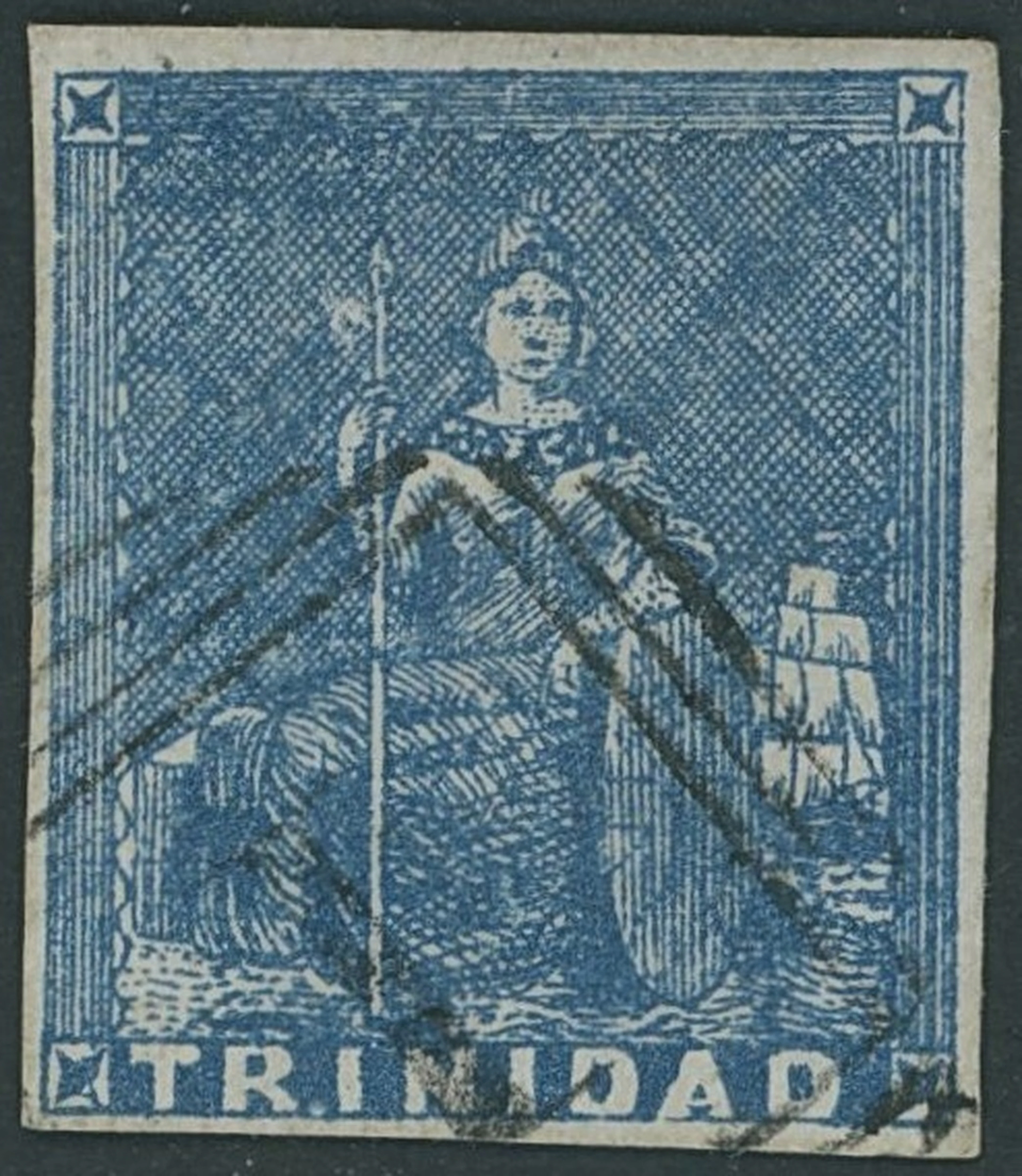 Trinidad 1852-60 Lithographed, first issue on bluish cartridge paper