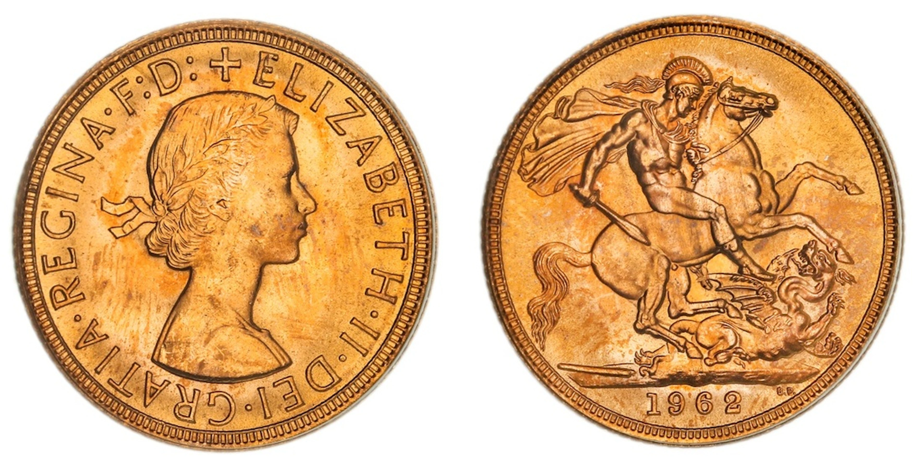 PCGS MS64 | Elizabeth II (1952-2022), Sovereign, 1962, by Mary Gillick