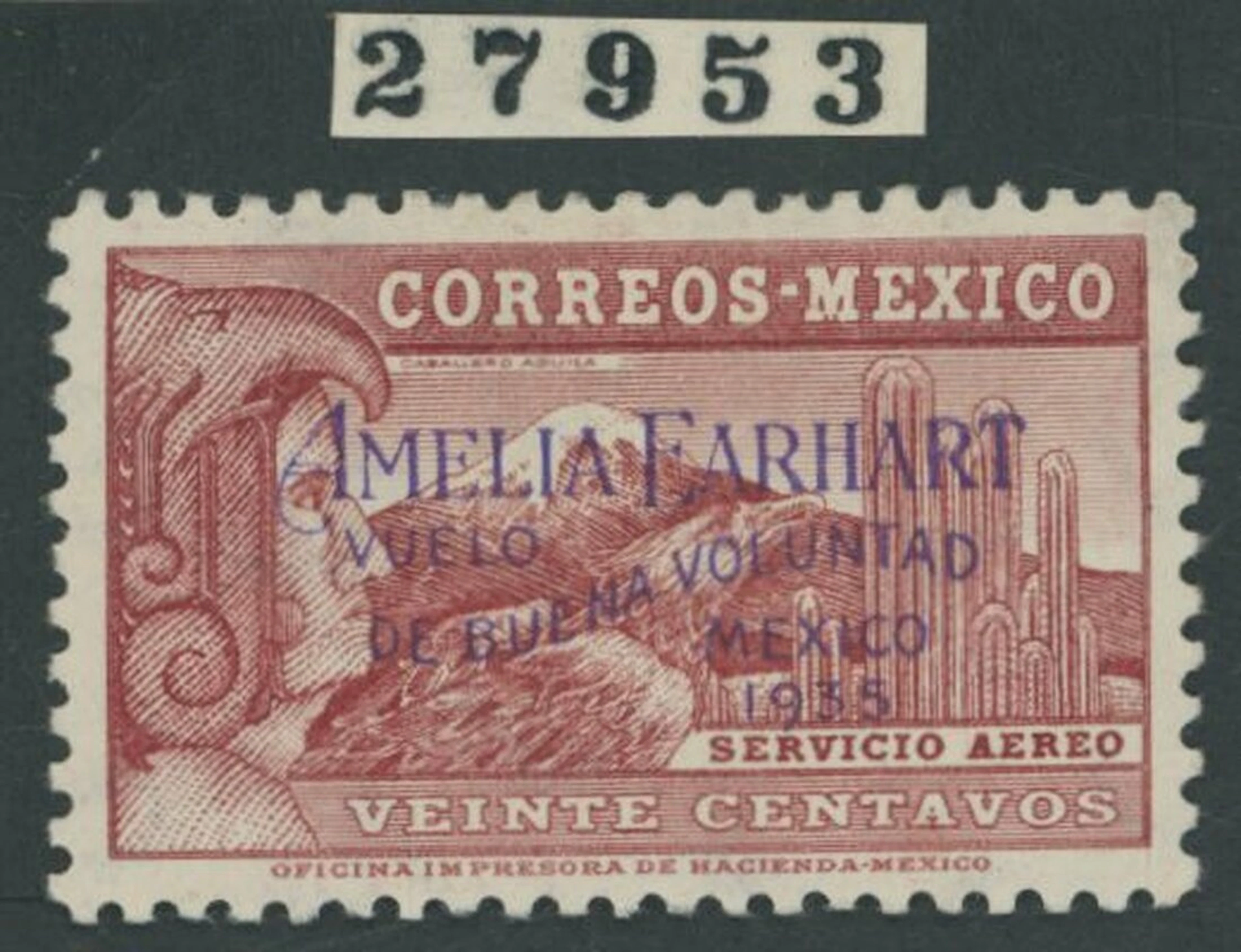 Mexico 1935 Amelia Earhart Air 20c. red, original gum;