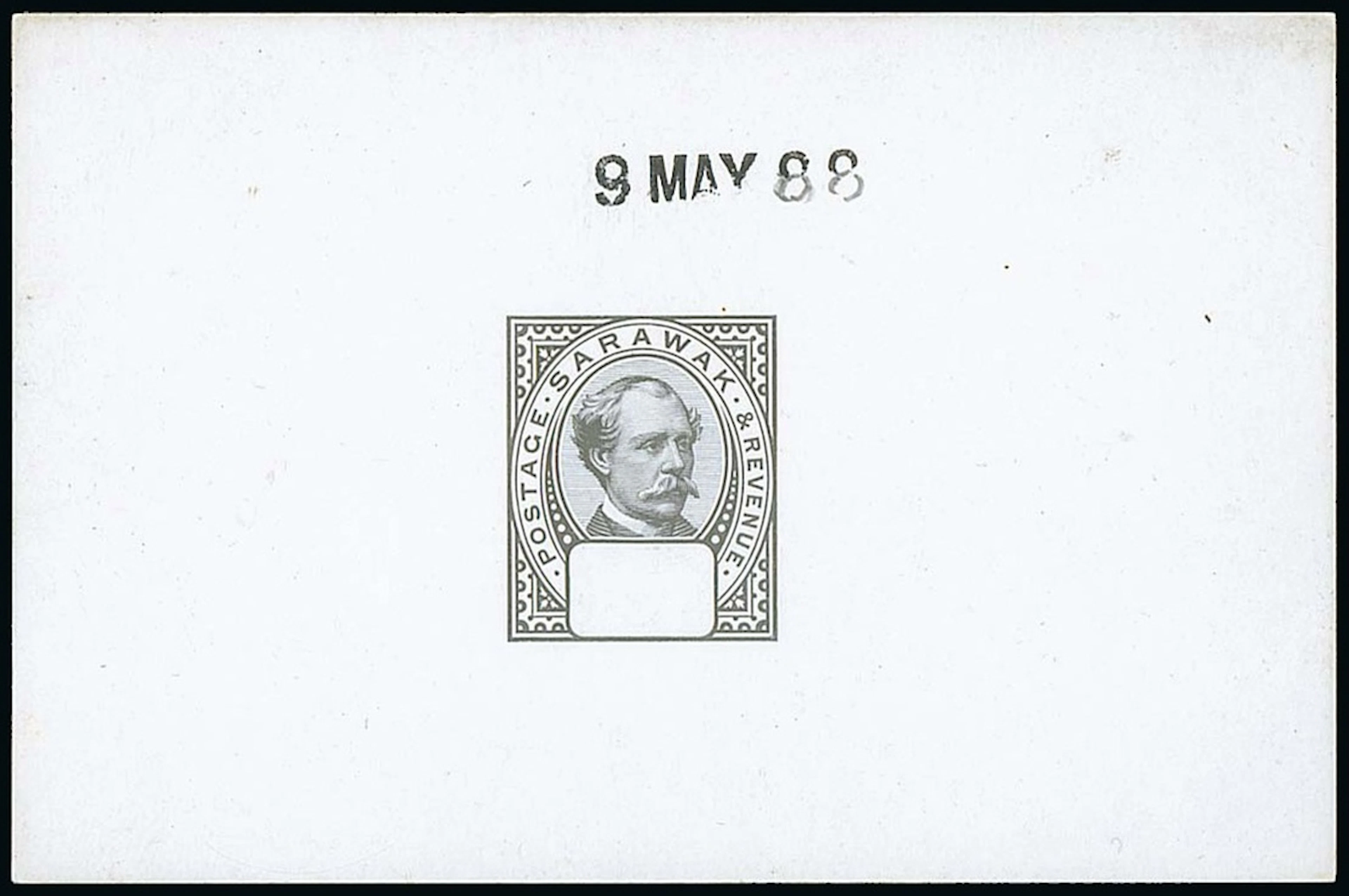 Sarawak 1888-97 "postage & revenue" Issue Die Proofs Master with blank