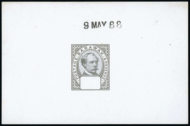 Sarawak 1888-97 "postage & revenue" Issue Die Proofs Master with blank