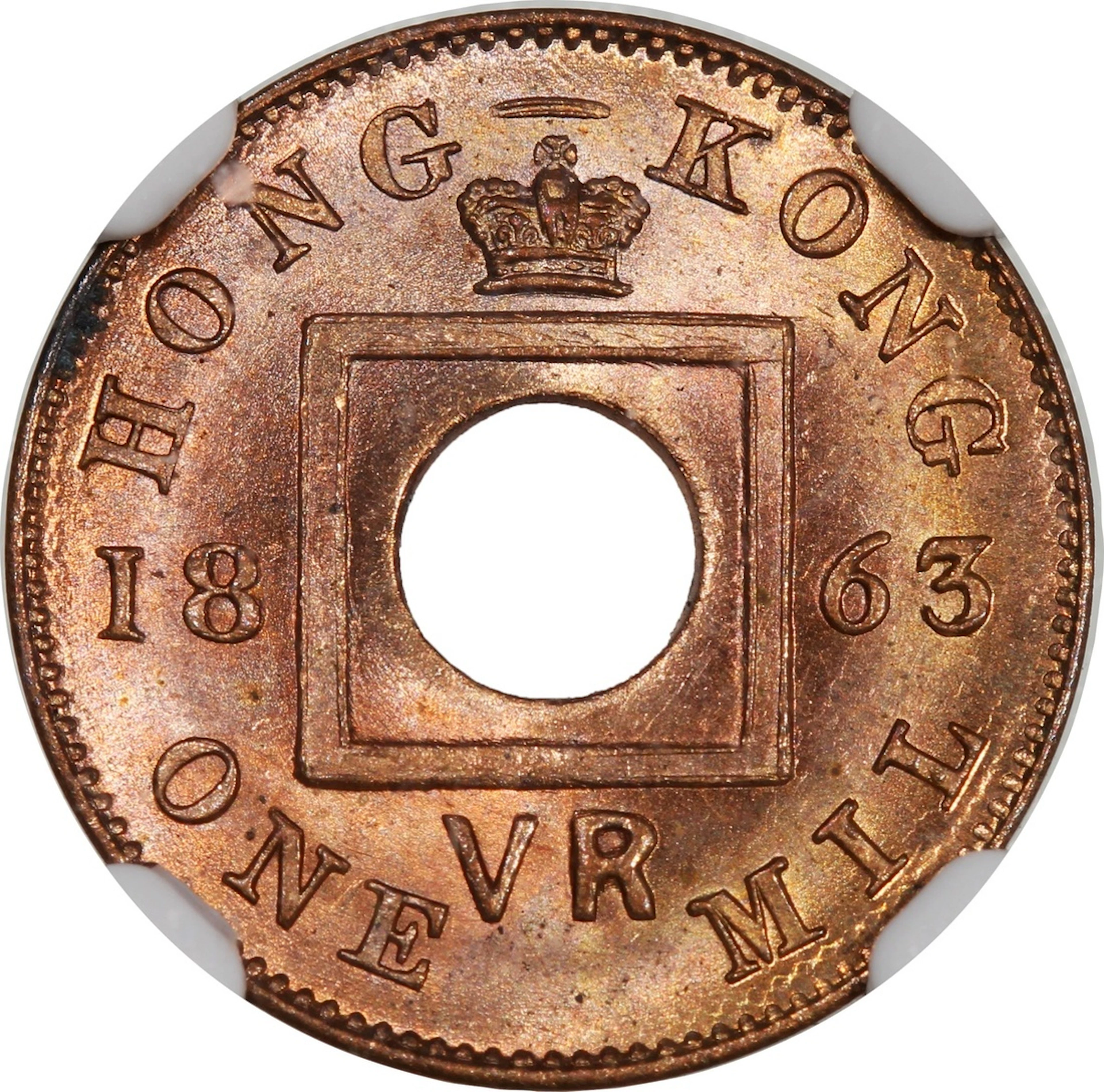 Hong Kong, [NGC MS64RD] bronze 1 mil, 1863