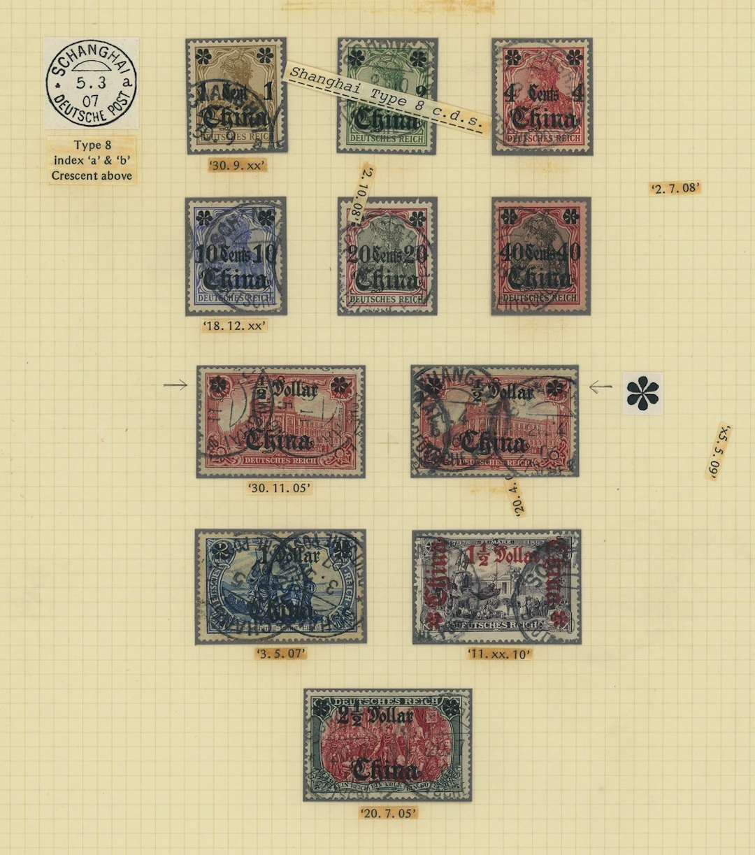 Foreign Post Offices German Post Office Issued Stamps 1905 Chinese
