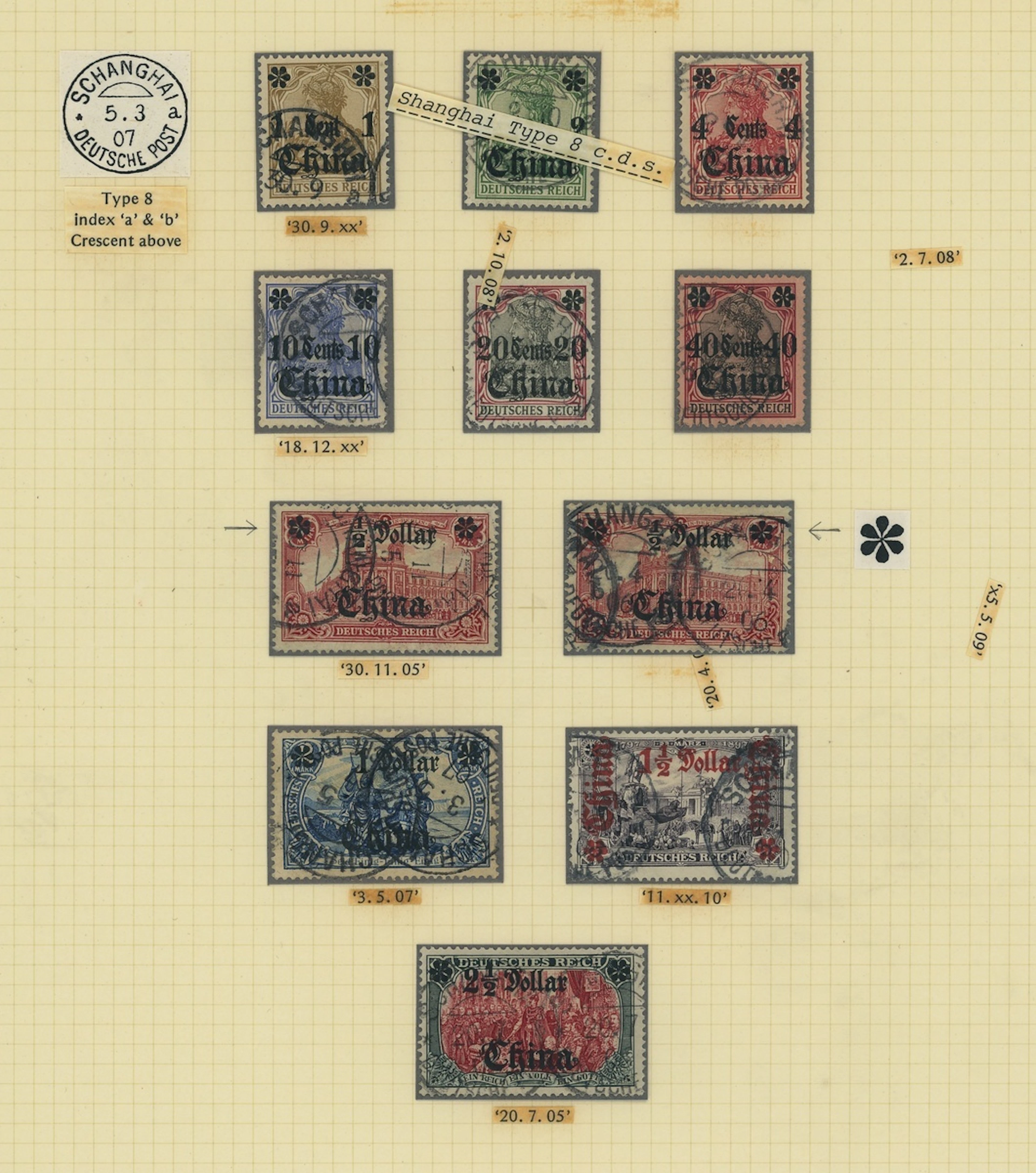 Foreign Post Offices German Post Office Issued Stamps 1905 Chinese