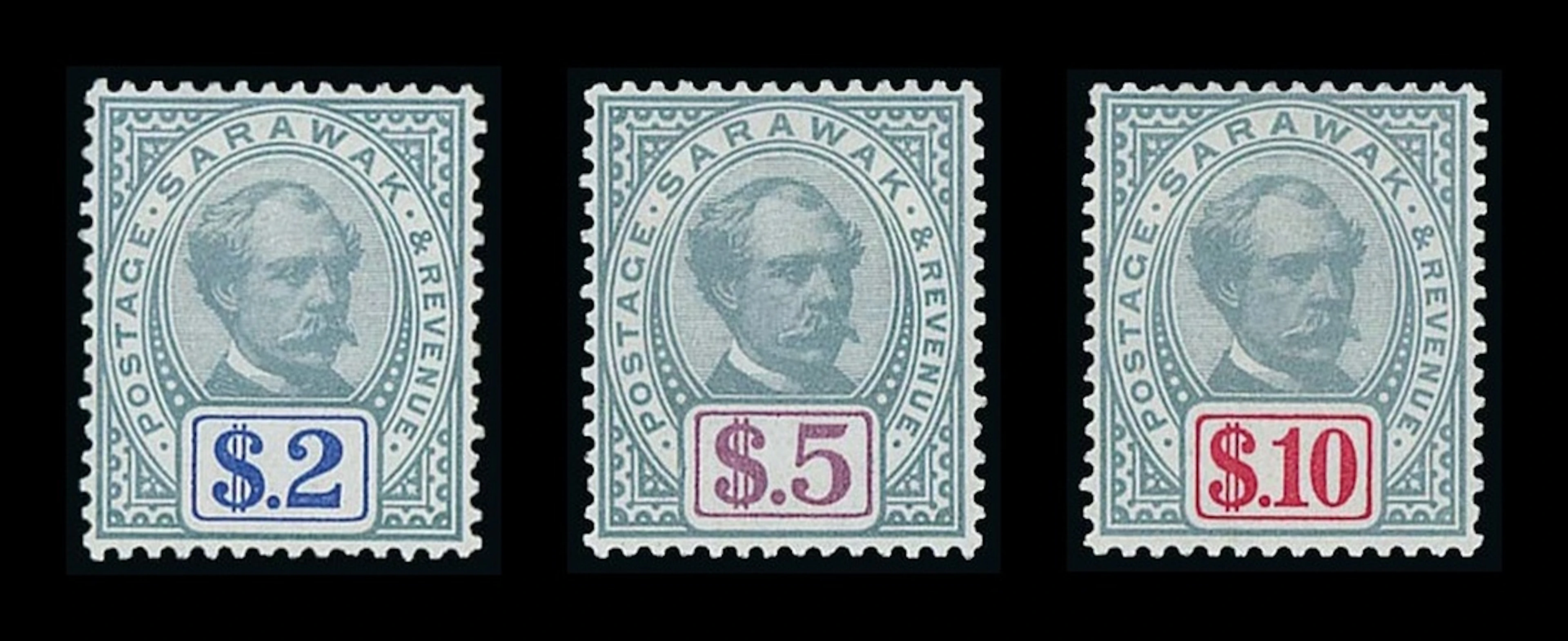 Sarawak 1888-97 "postage & revenue" Issue Prepared for use but not