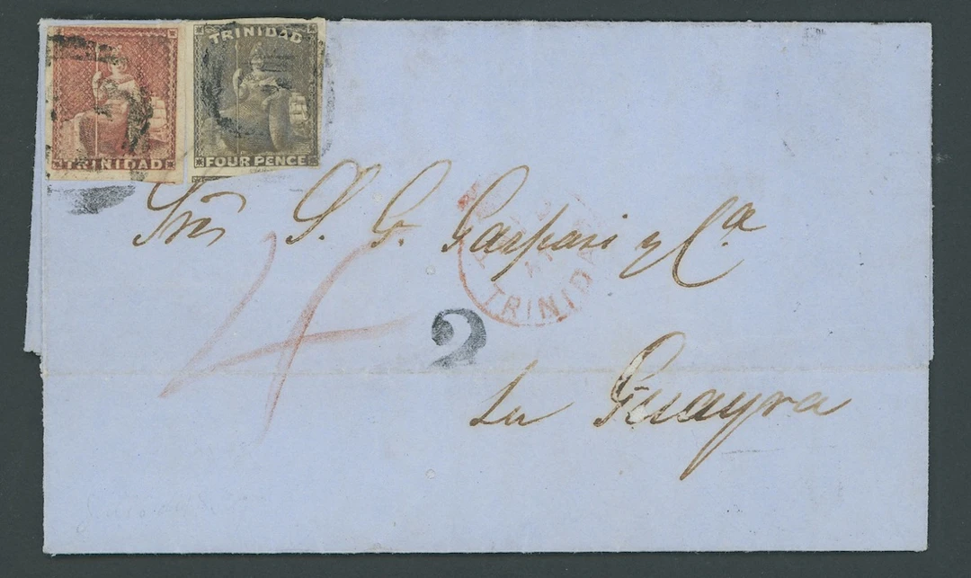 Trinidad Covers and Cancellations 1859 (10 July) entire letter to