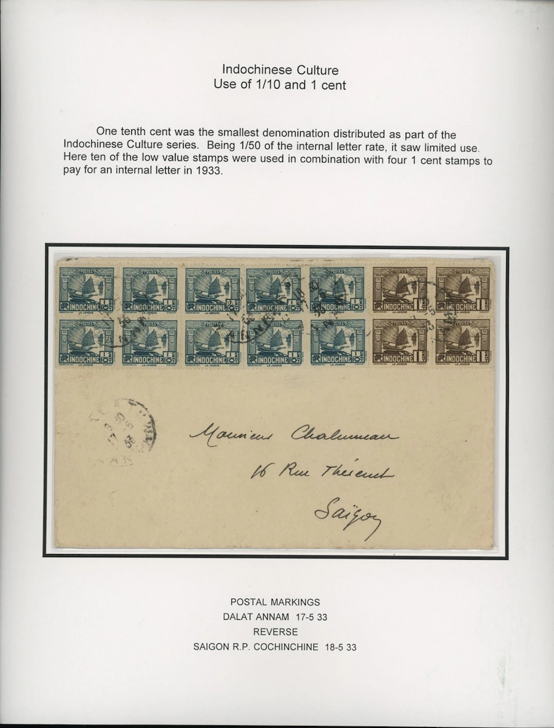 Indo-China French Indo-Chinese Post Office 1931-39 Indochinese Culture