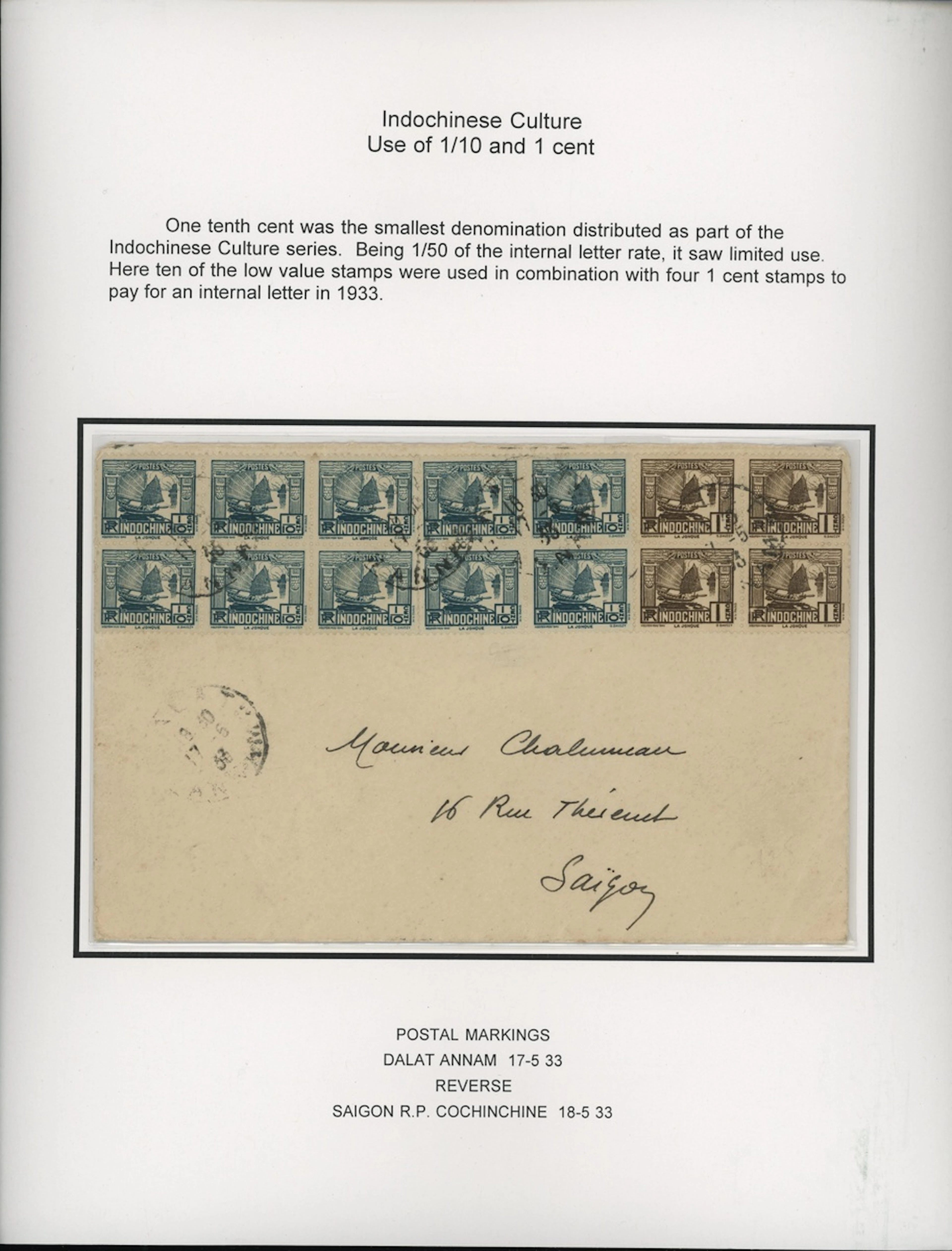 Indo-China French Indo-Chinese Post Office 1931-39 Indochinese Culture