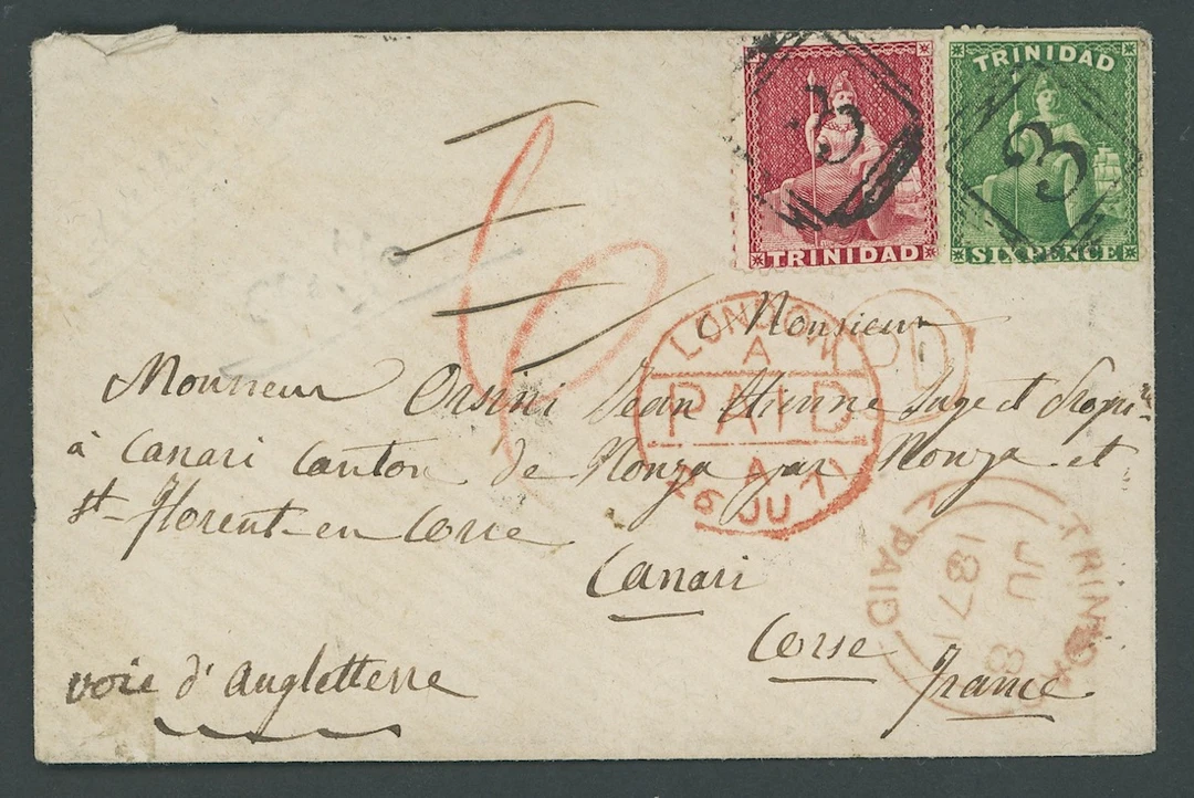 Trinidad Covers and Cancellations 1871 (8 June) envelope from St.