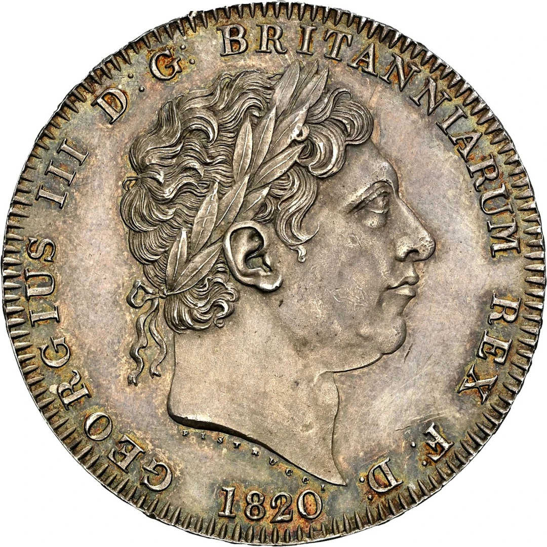 NGC UNC | George III (1760-1820), New Coinage, Crown, 1820 over 19 LX