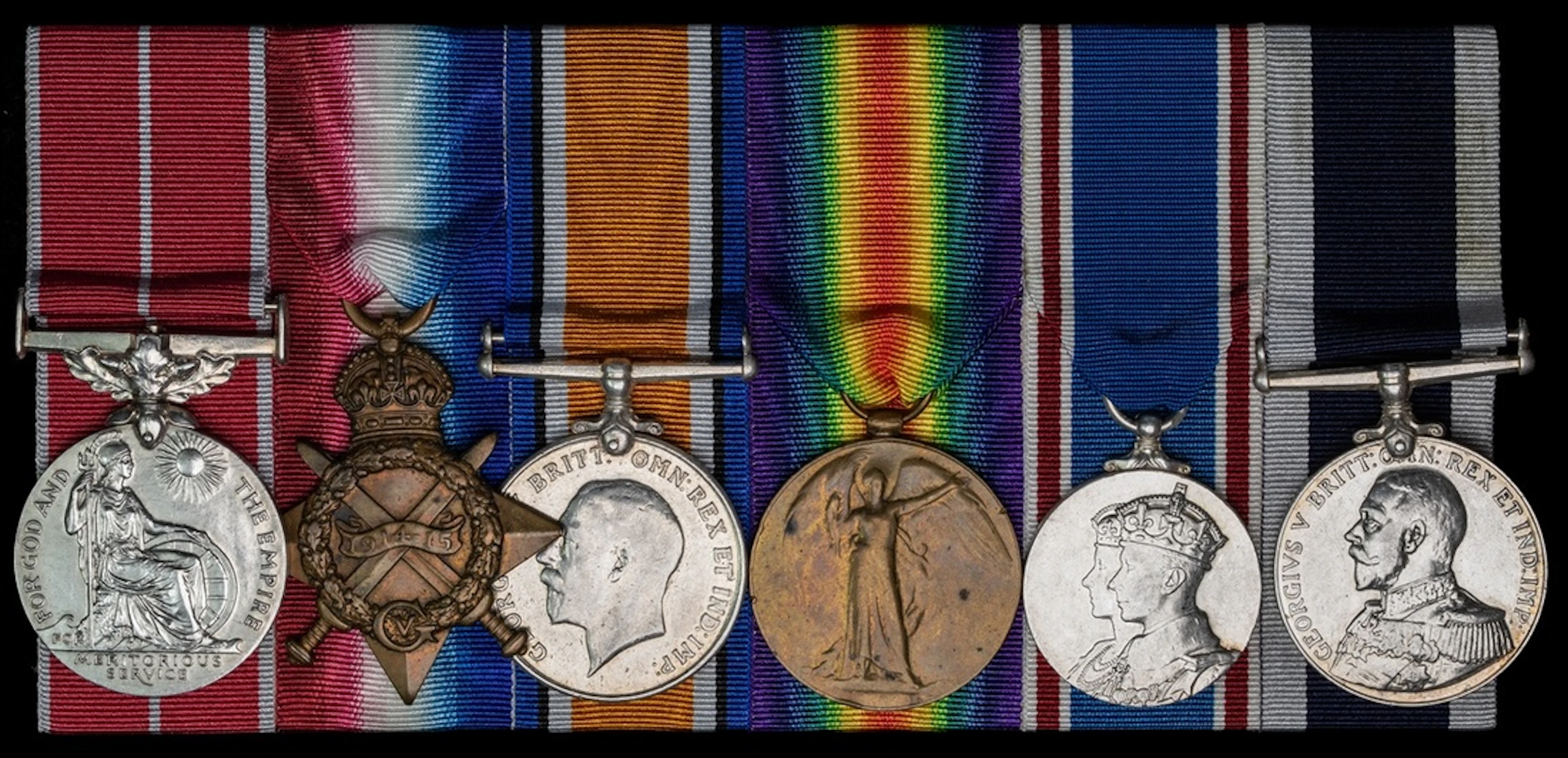 The 1943 B.E.M. group of six awarded to Petty Officer F. E. G. Leader