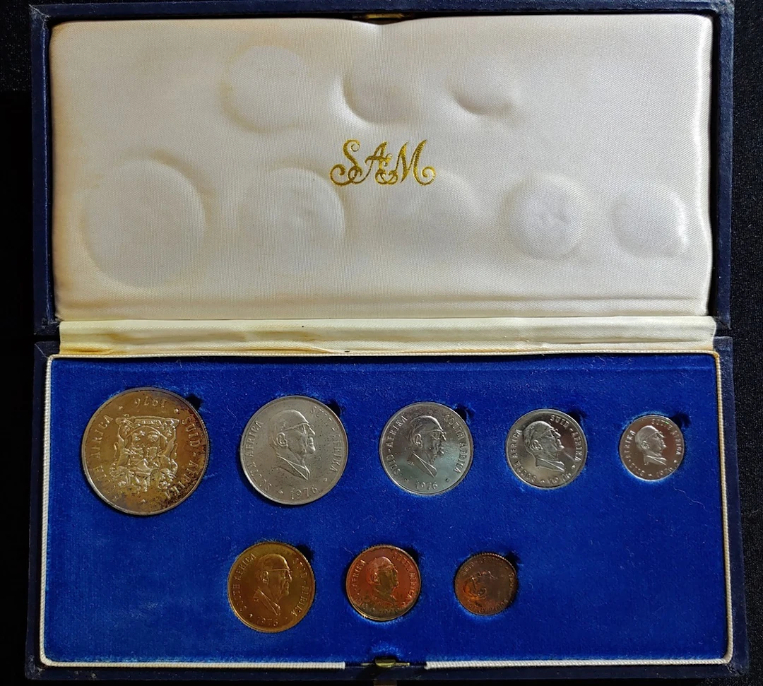 South Africa, uncirculated set of 1976, from 1/2 cent to 1 rand, prooflike