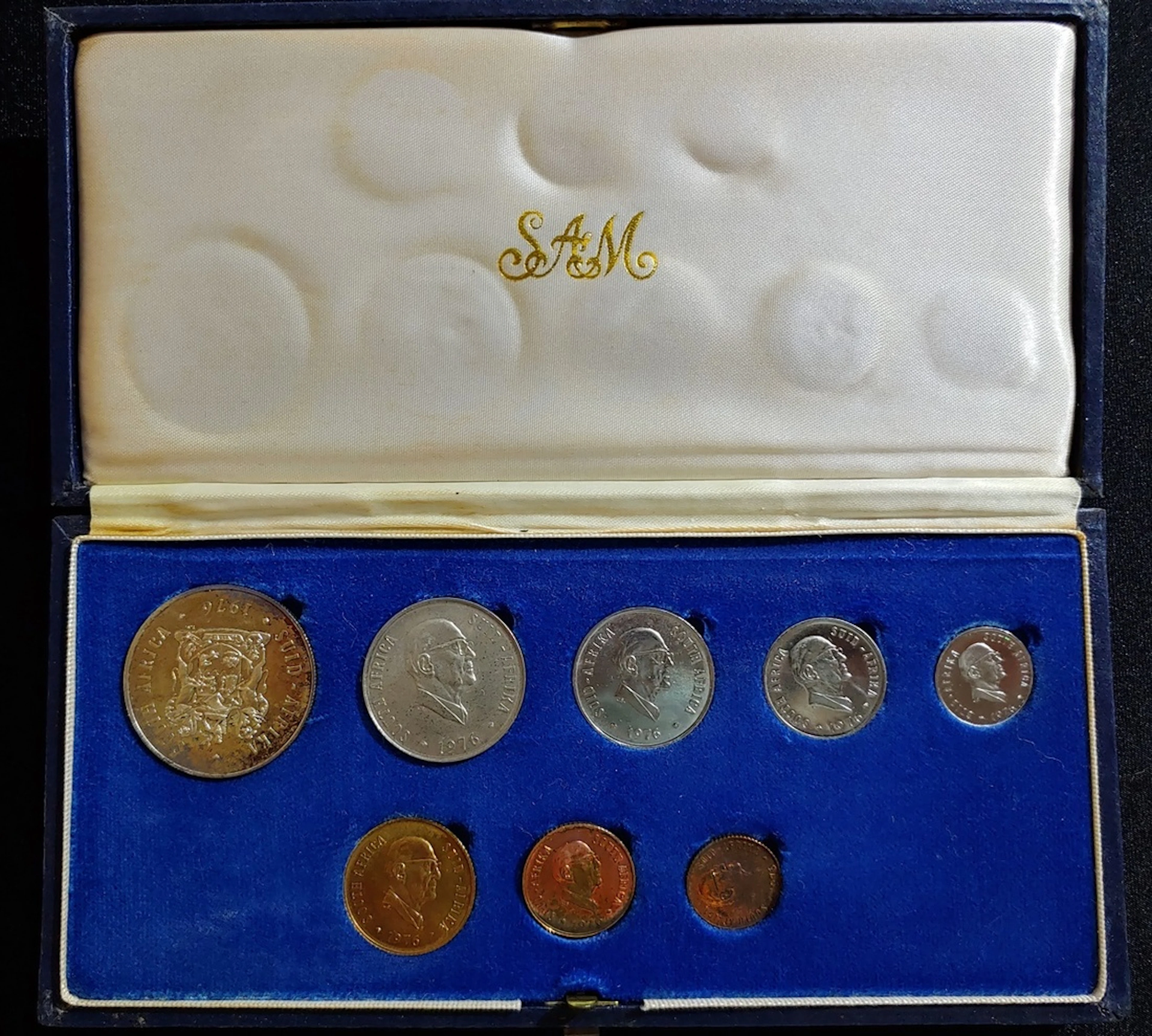 South Africa, uncirculated set of 1976, from 1/2 cent to 1 rand, prooflike