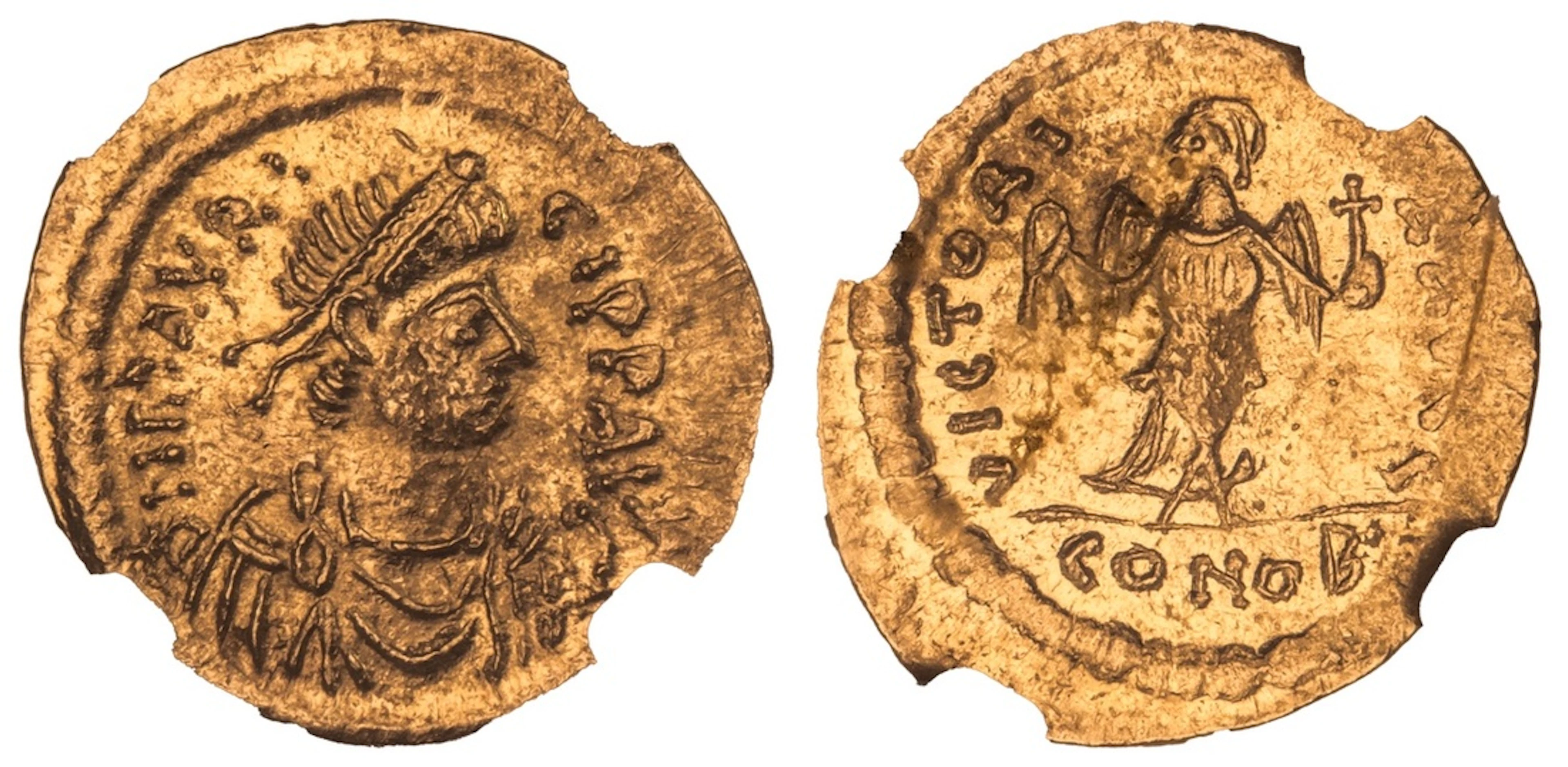 NGC MS | Byzantine Empire, Maurice Tiberius (582-602), AV Semissis