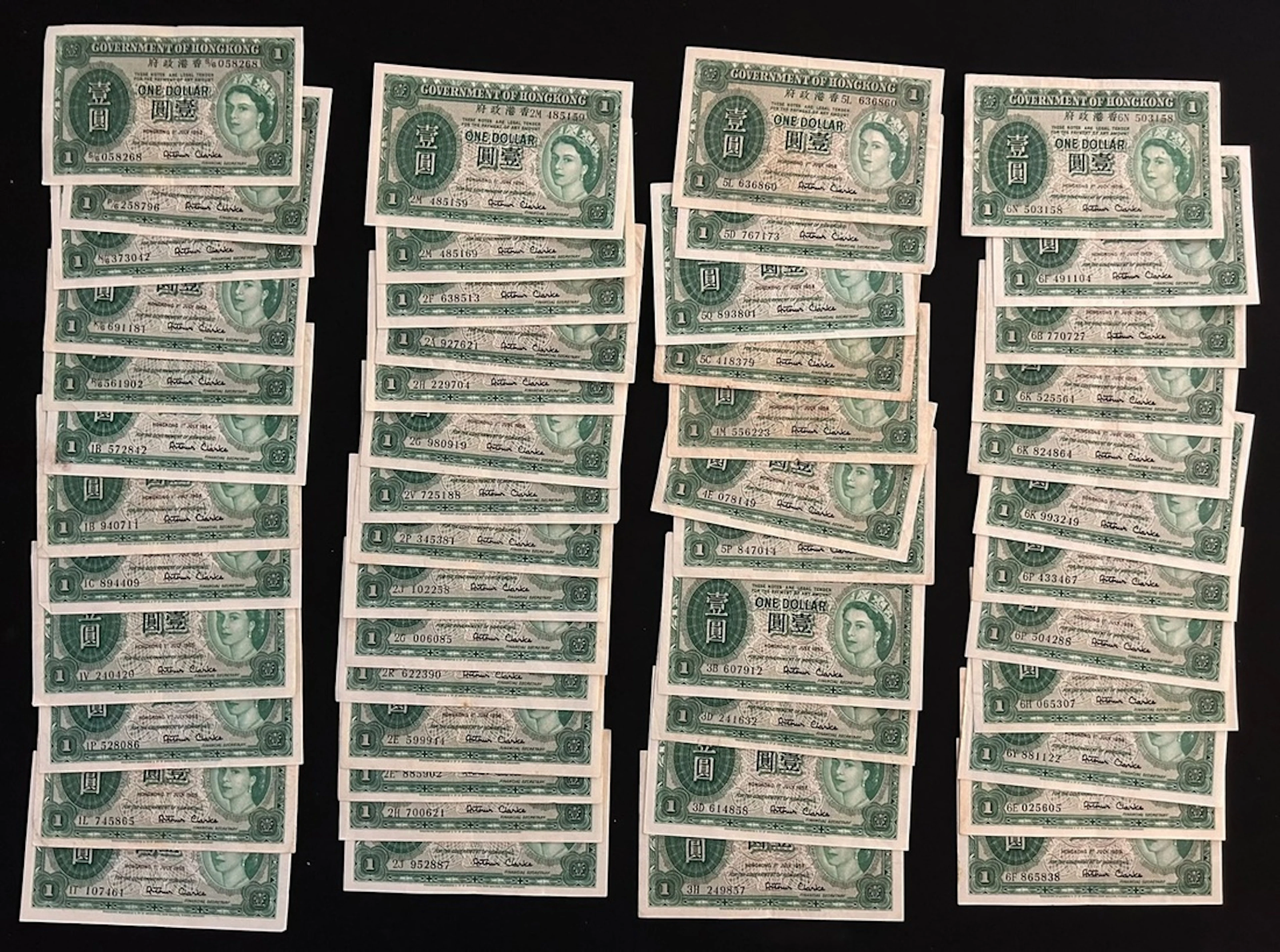 Government of HongKong, $1 (51), including 1952 (5), 1954 (3), 1955