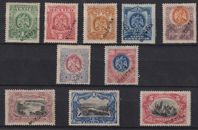 1884-1913 Post-Classic Period 1899, "Aguilitas", 1c. to 5p. complete