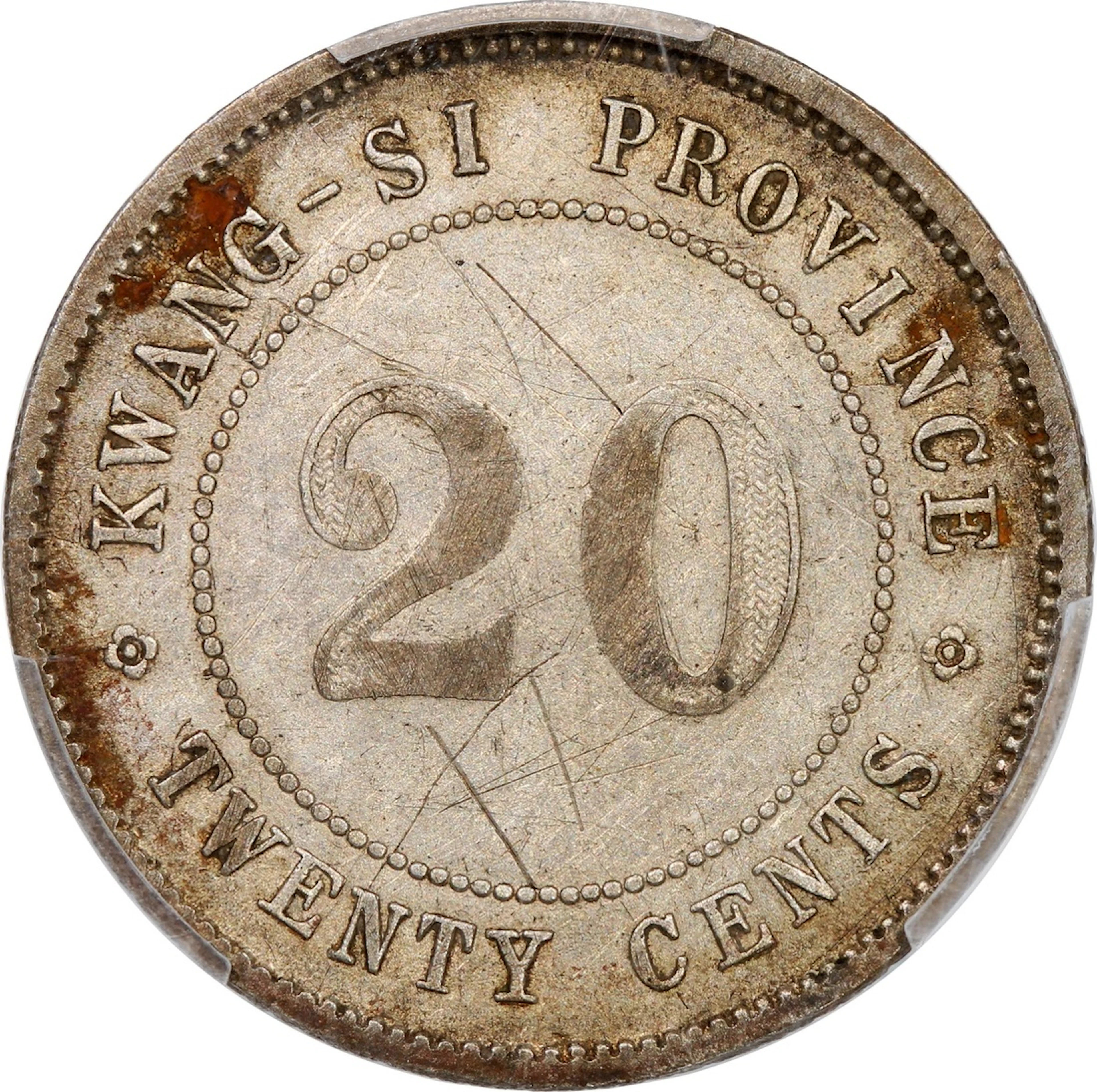 Kwangsi Province, [PCGS VF Detail] silver 20 cents, Year 13(1924)