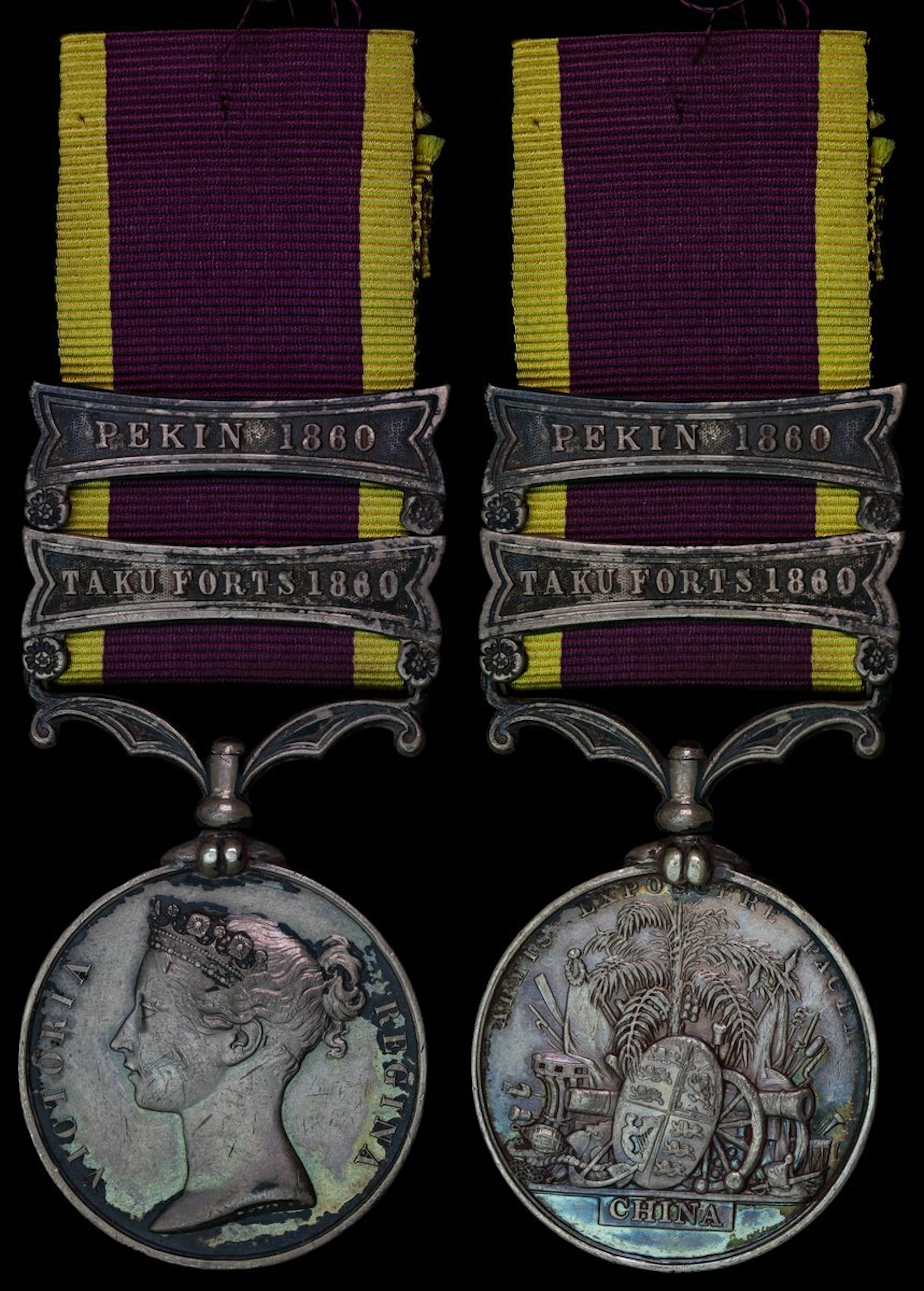 China 1857-60, 2 clasps, Taku Forts 1860, Pekin 1860 (Sapper Archd