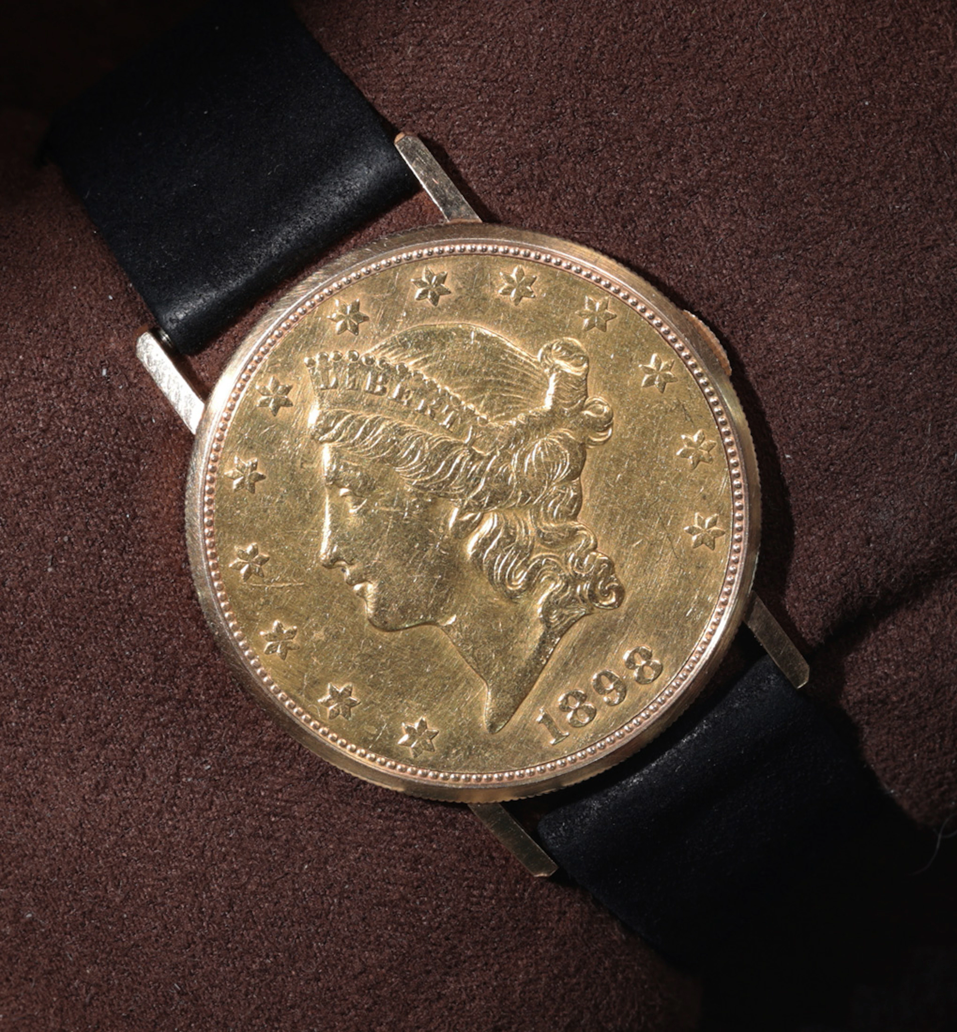 USA, gold $20 coin watch, 1893, manufactured by luxury Swiss watch