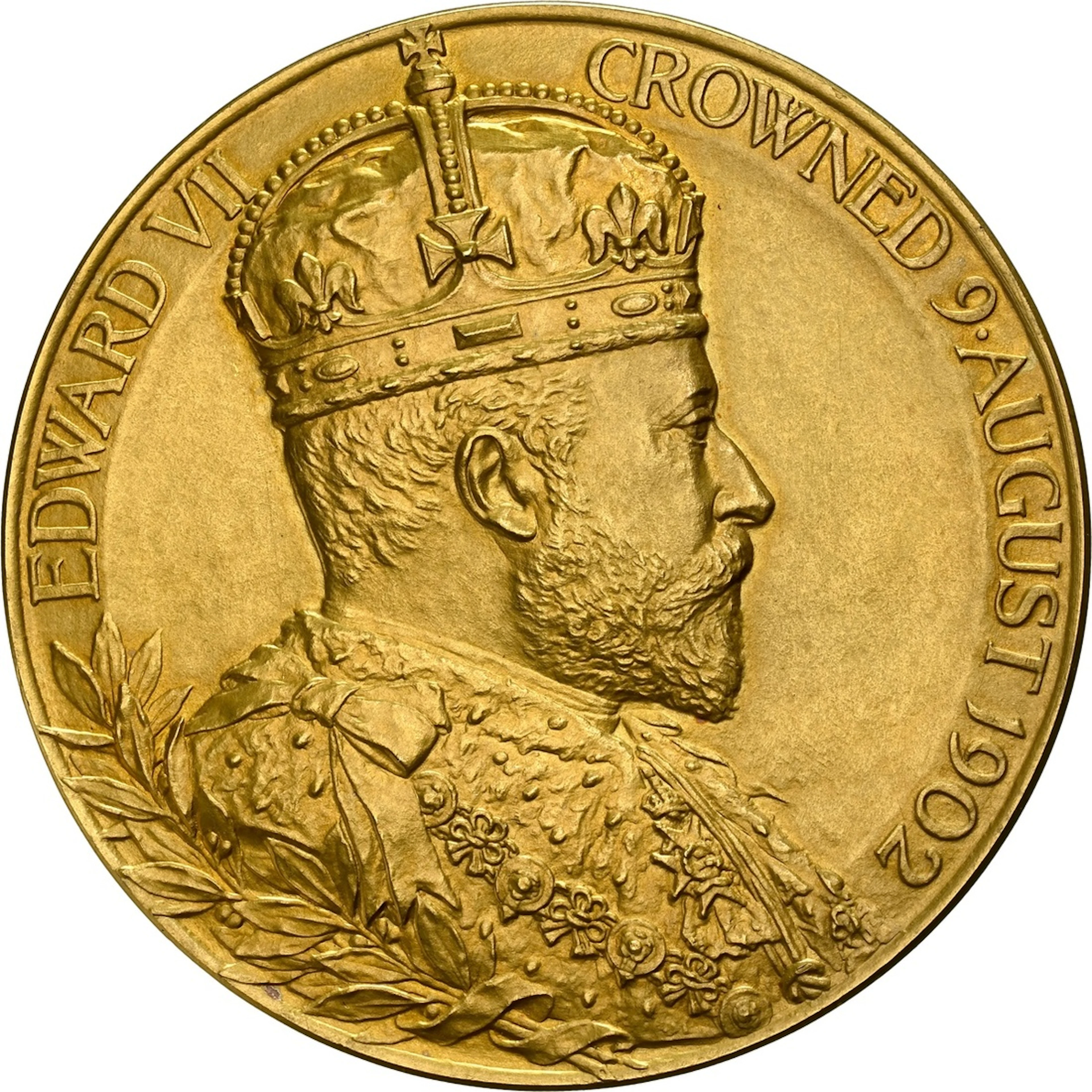 NGC UNC | Coronation of Edward VII, Official 'Large' Gold Medal, 1902
