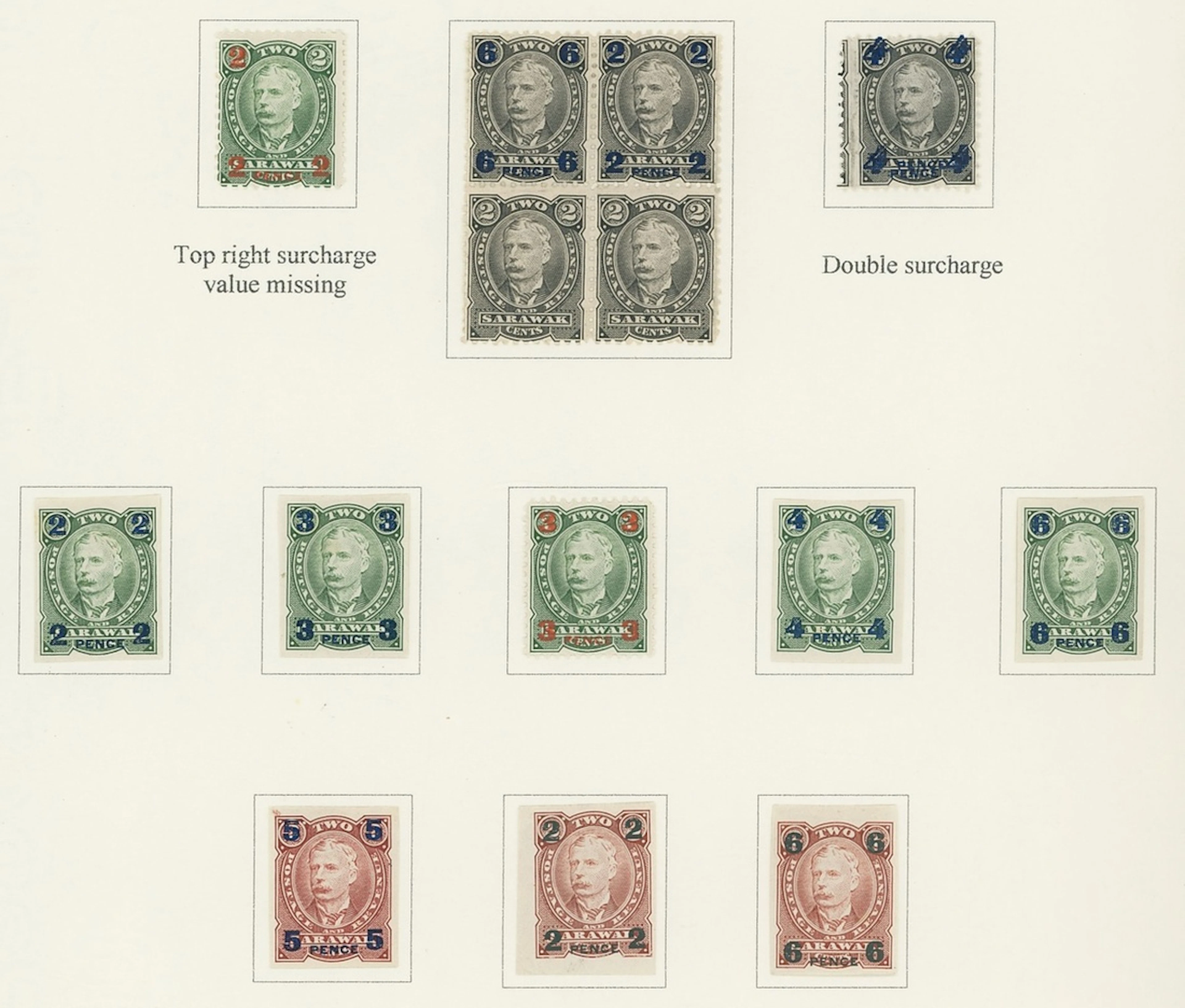 Sarawak 1895 Perkins Bacon Issue 2c. Colour Trials for 1896-97 British