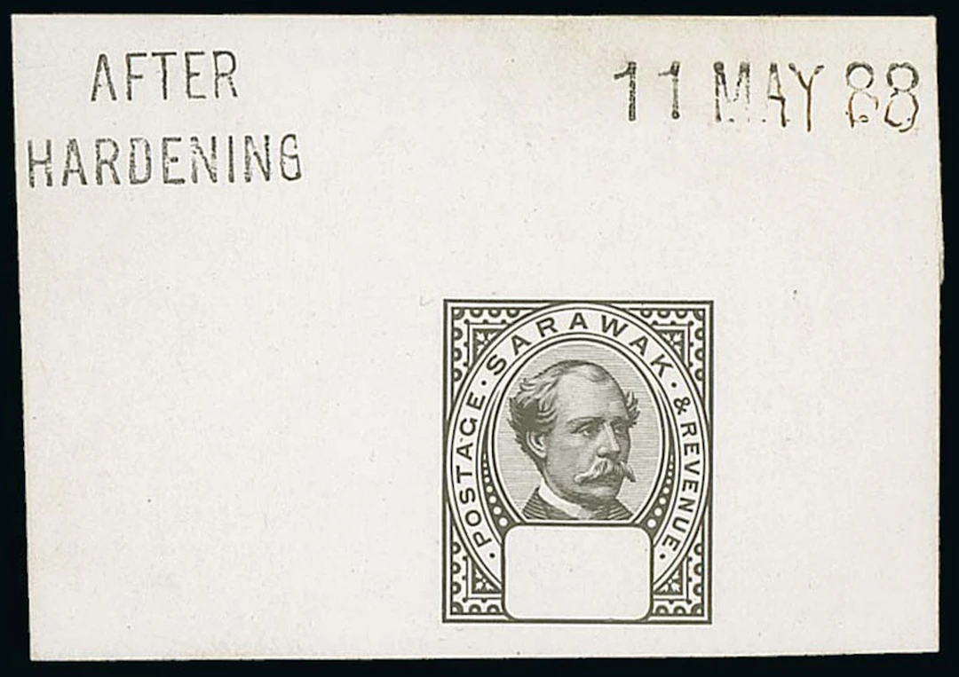 Sarawak 1888-97 "postage & revenue" Issue Die Proofs Master with blank
