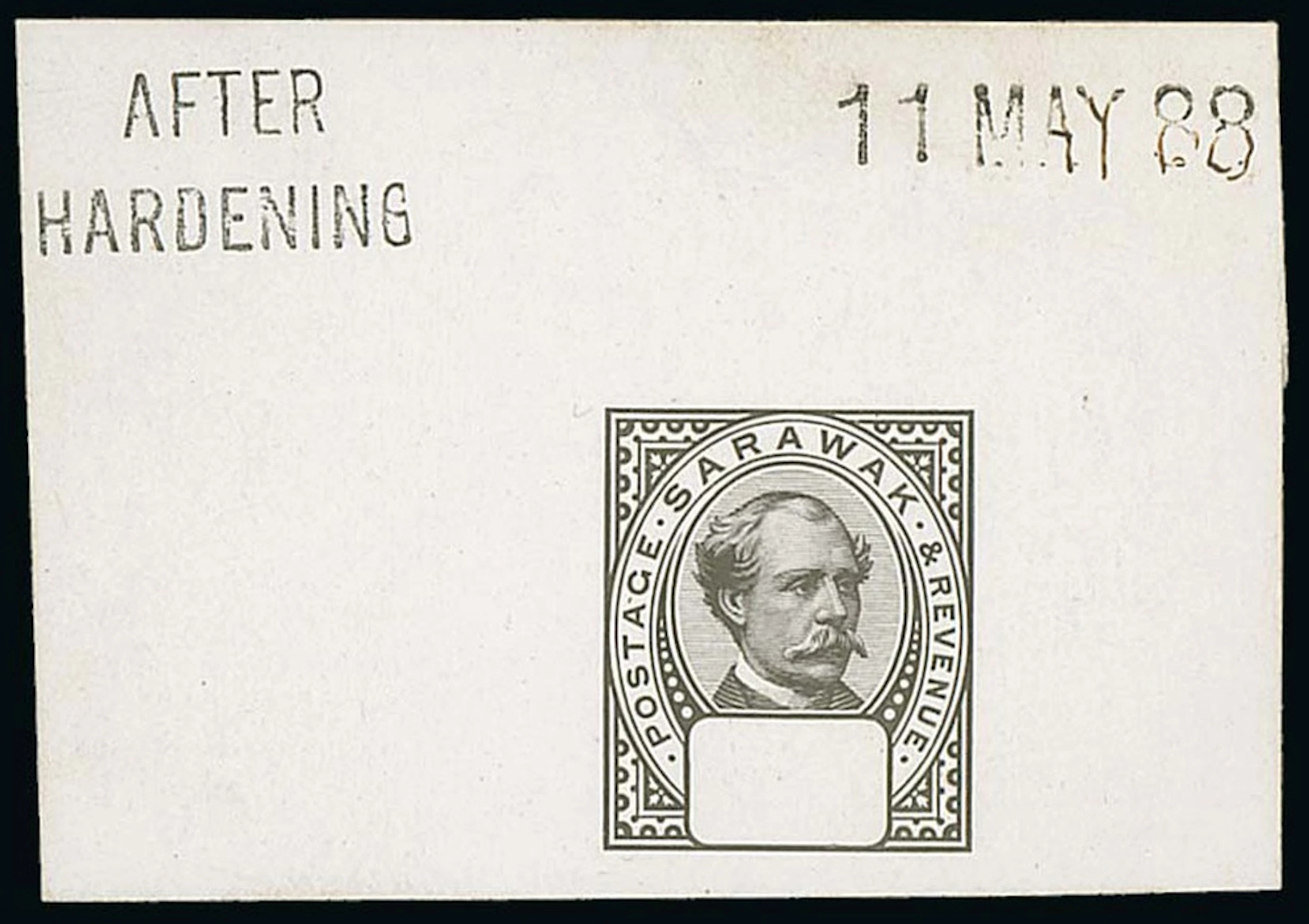 Sarawak 1888-97 "postage & revenue" Issue Die Proofs Master with blank