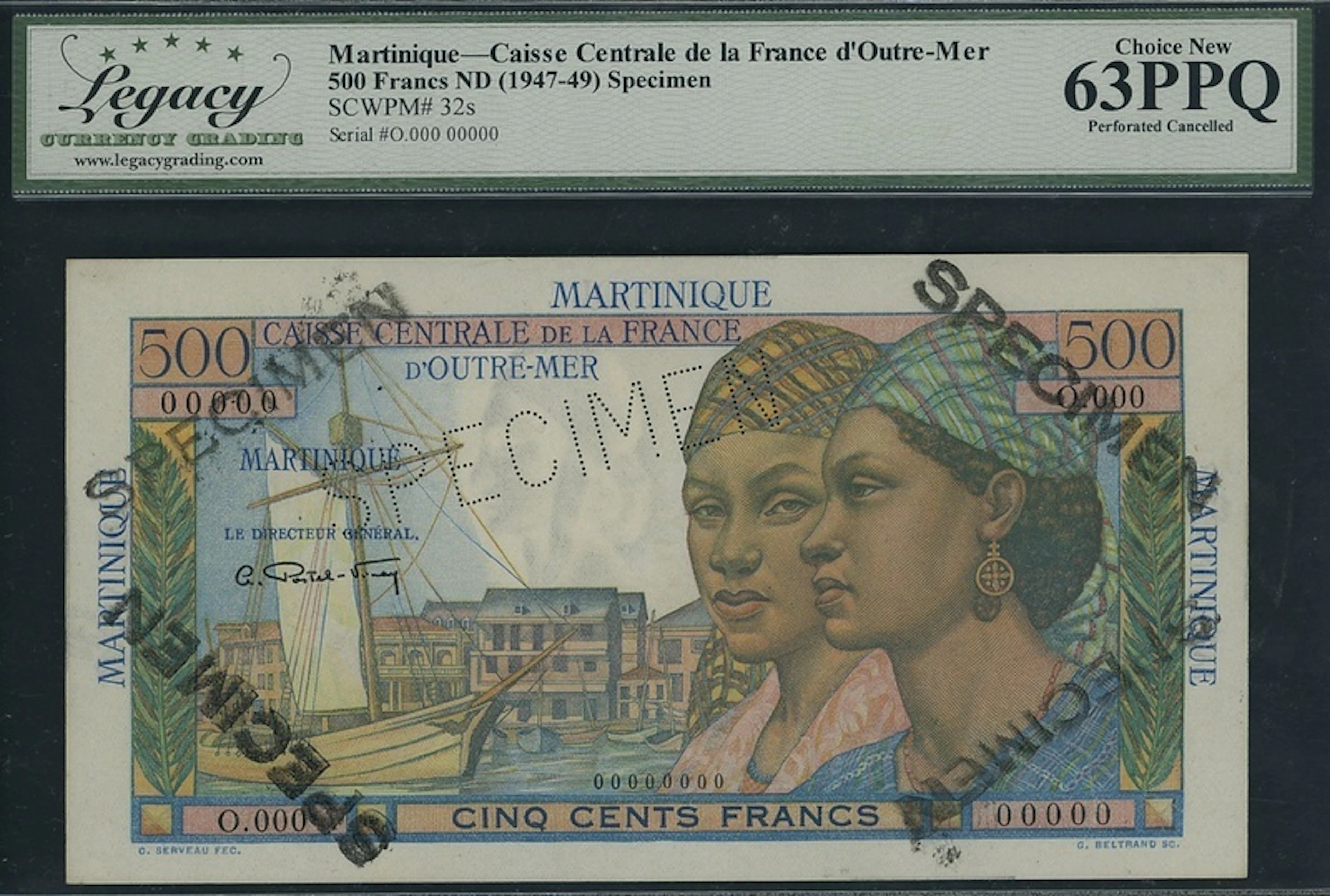 Caisse Centrale de la France d'Outre-Mer, Martinique, specimen 500