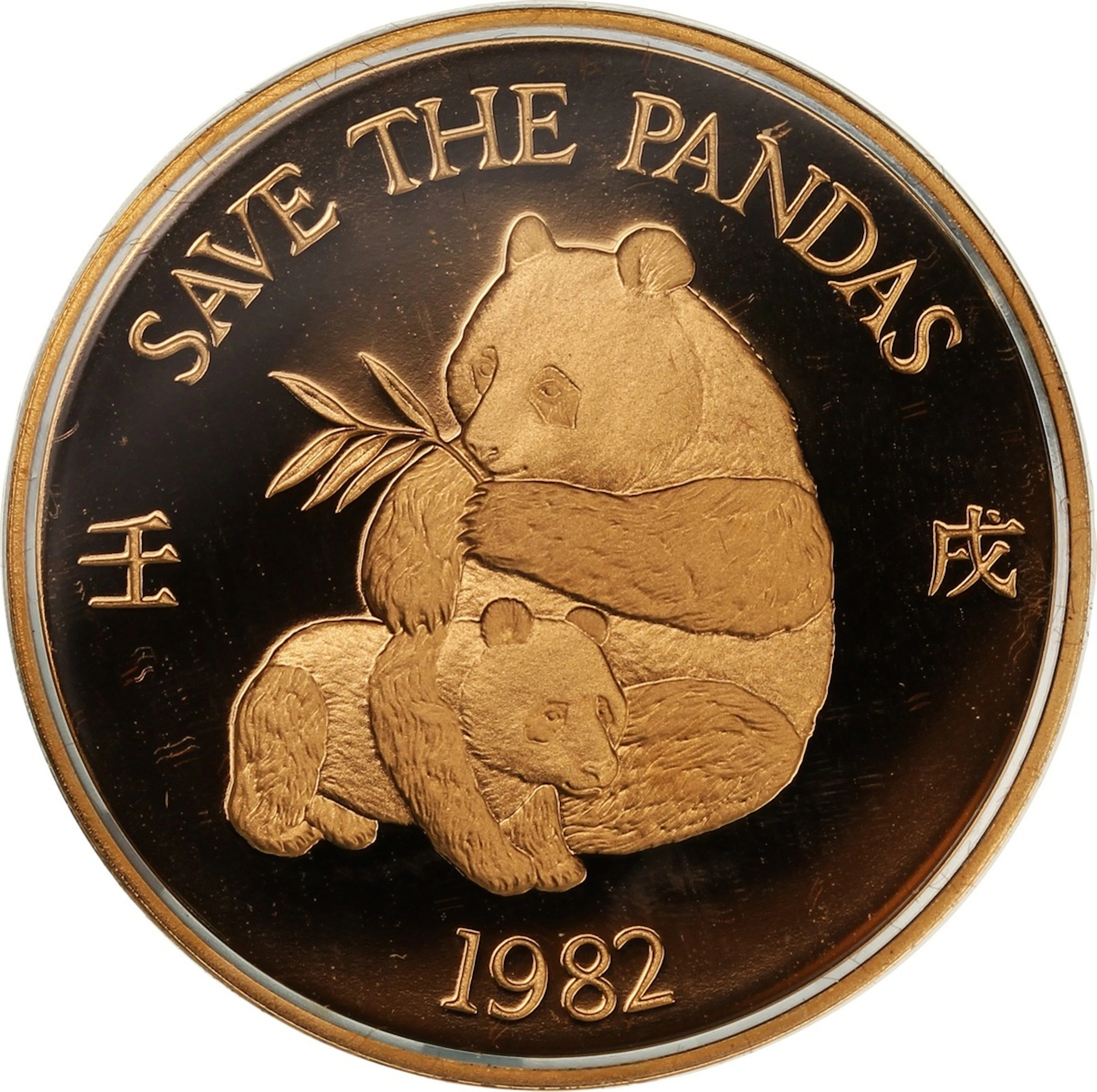 Hong Kong Ocean Park, 'Save the Pandas' gold proof medal, 1982