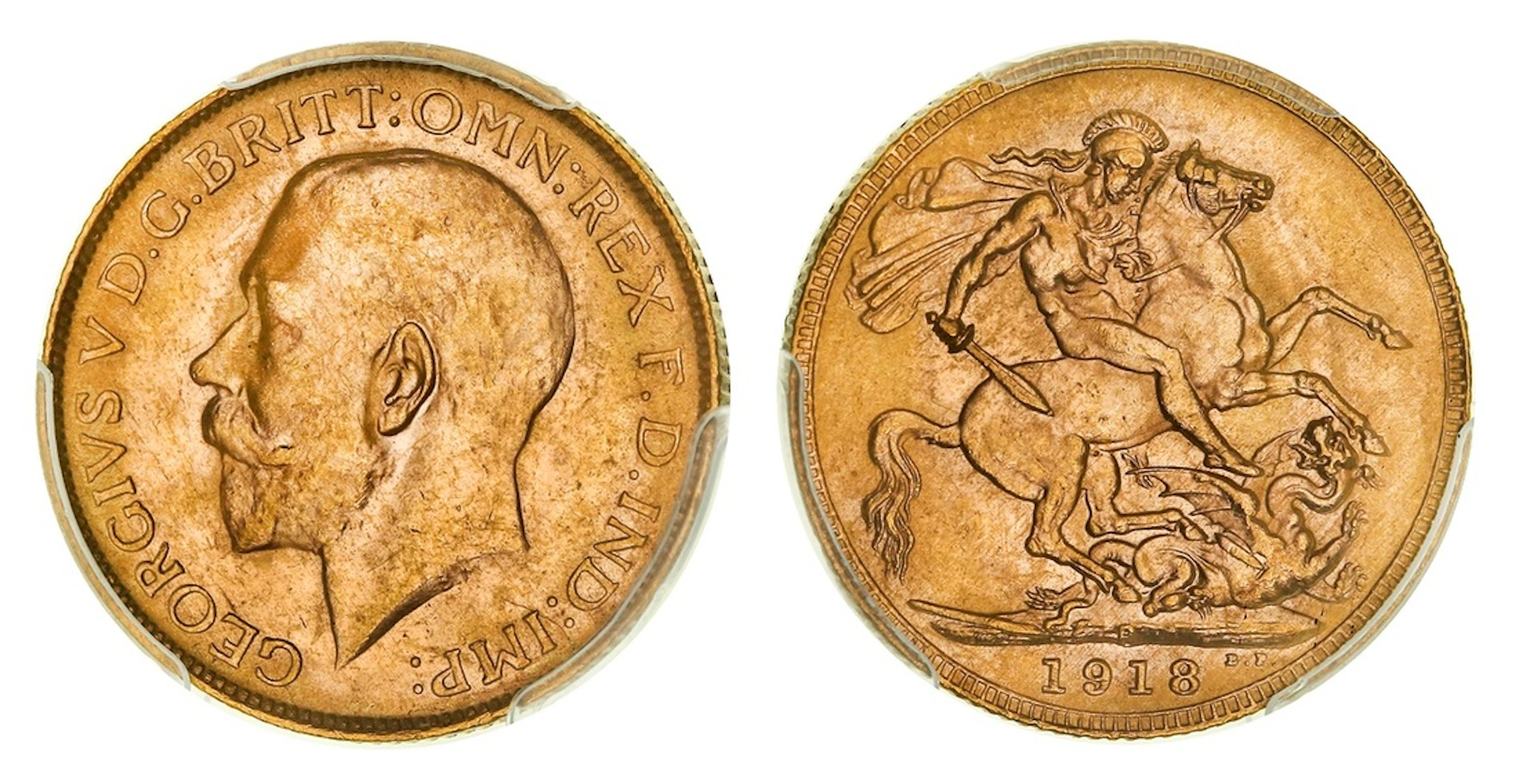 PCGS MS64 | Australia, George V (1910-1936), Sovereign, 1918-P, Perth