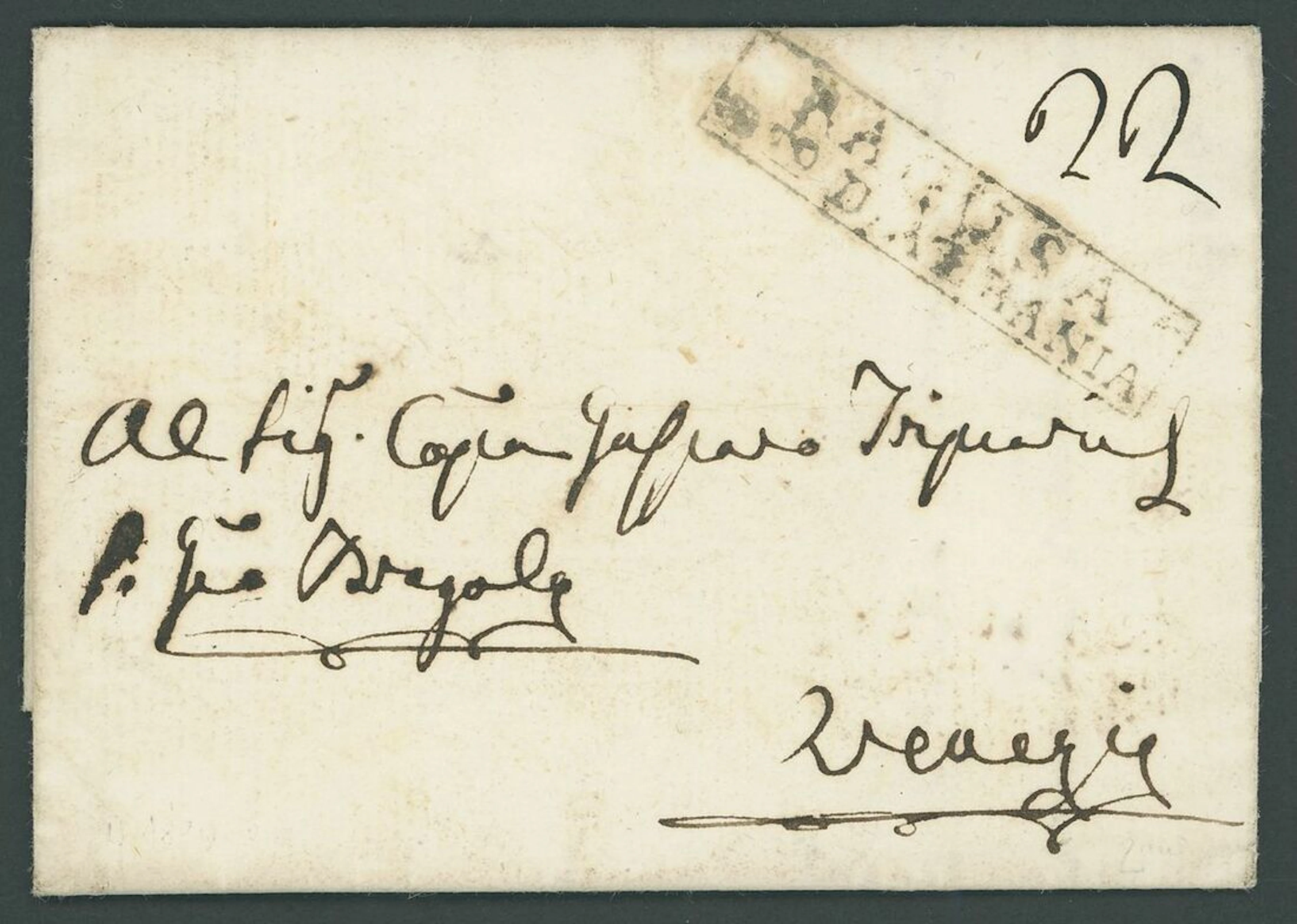 French Albania (1806-1814) 1809 (Feb. 2). Entire letter from Ragusa