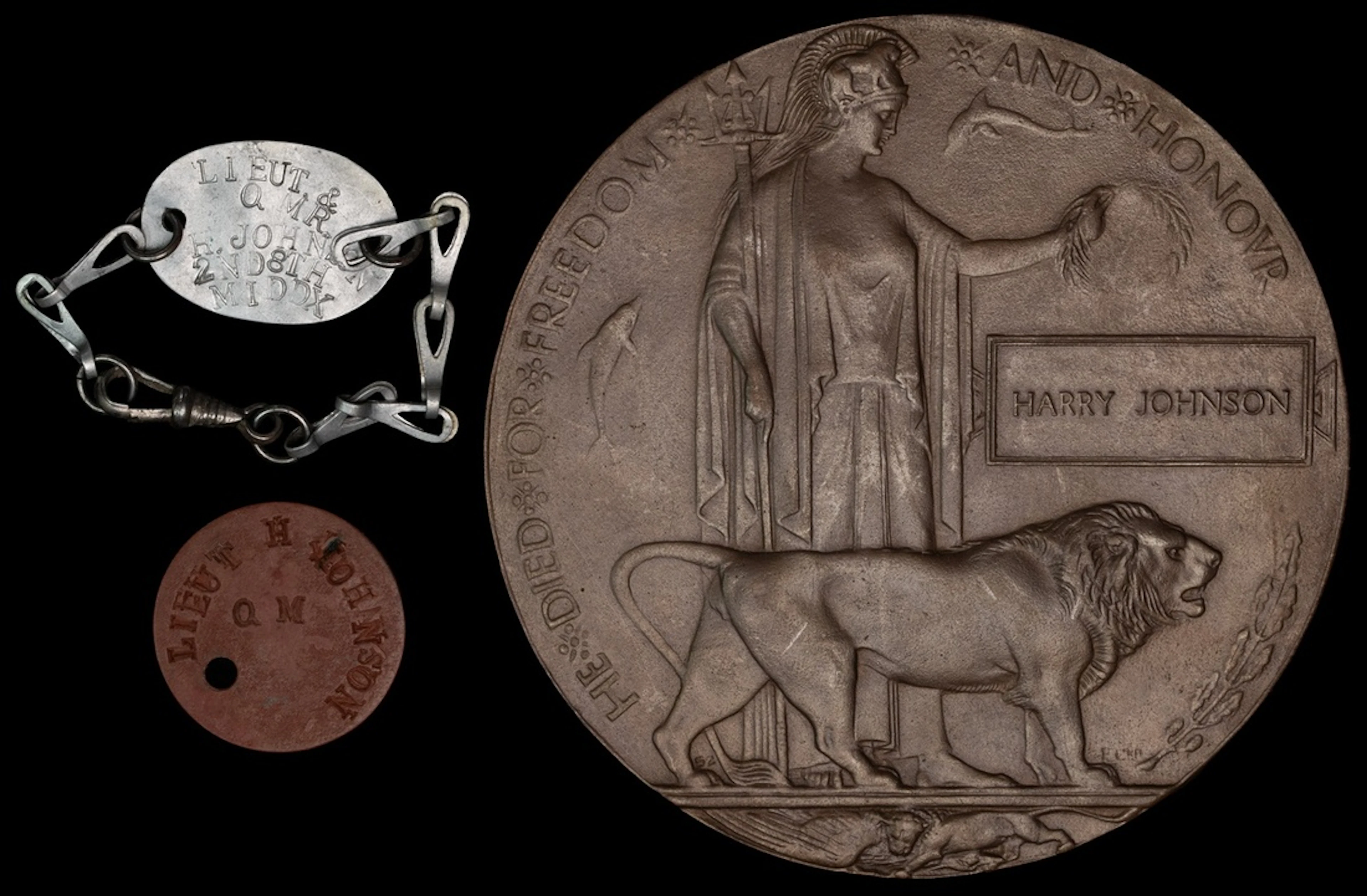 The Great War Bronze Memorial Plaque awarded in memory of Lieutenant