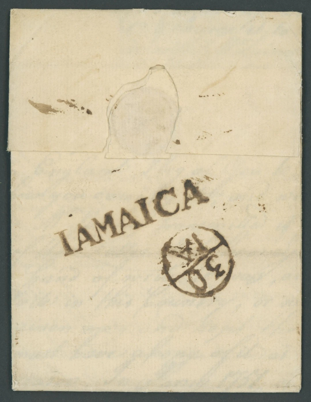 Jamaica The Kingston "jamaica" and "iamaica" Handstamps 1774 (8 Dec.)