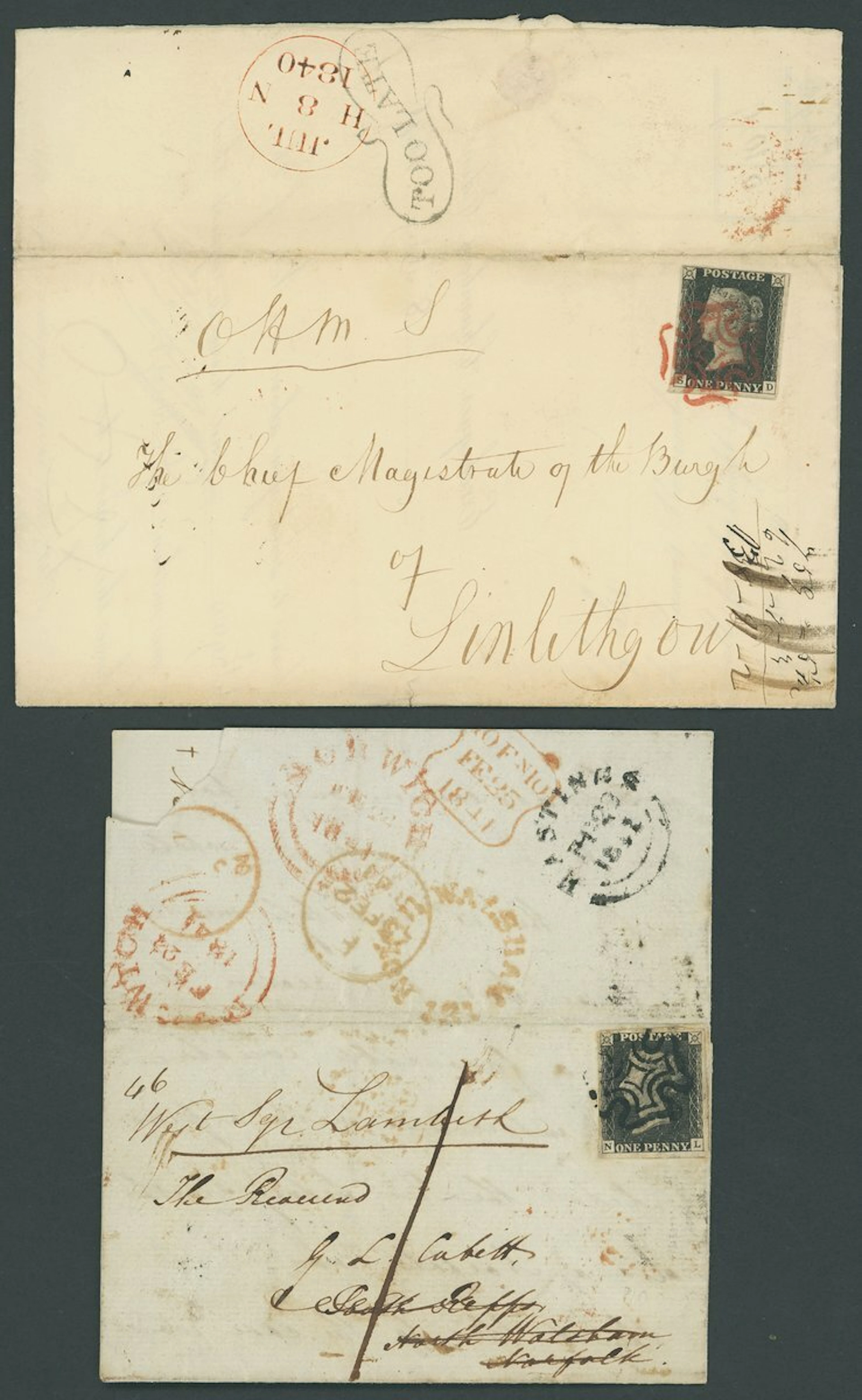 Great Britain 1840 One Penny Black Mixed Plates A group of covers