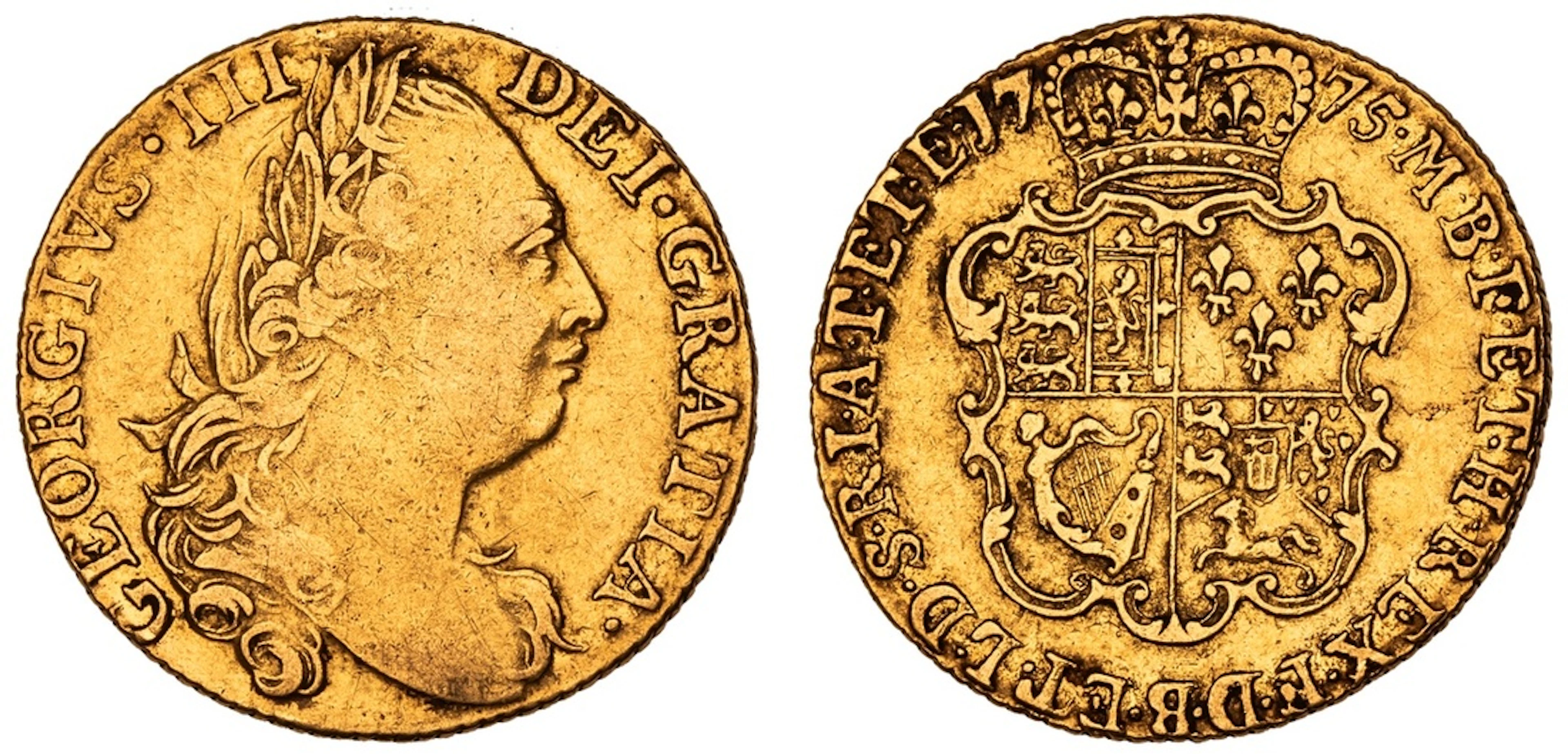 George III (1760-1820), 'Rose' Guinea, 1775, fourth laureate head