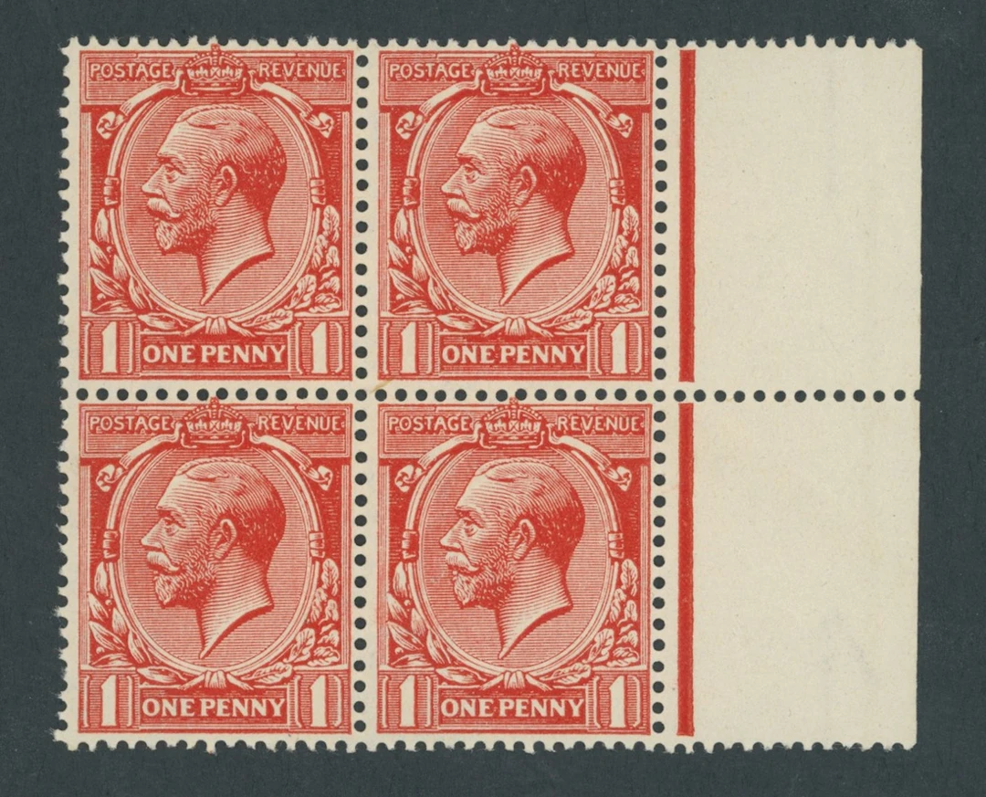 Great Britain King George V 1912-24, Watermark Simple Cypher 1d. scarlet-vermili