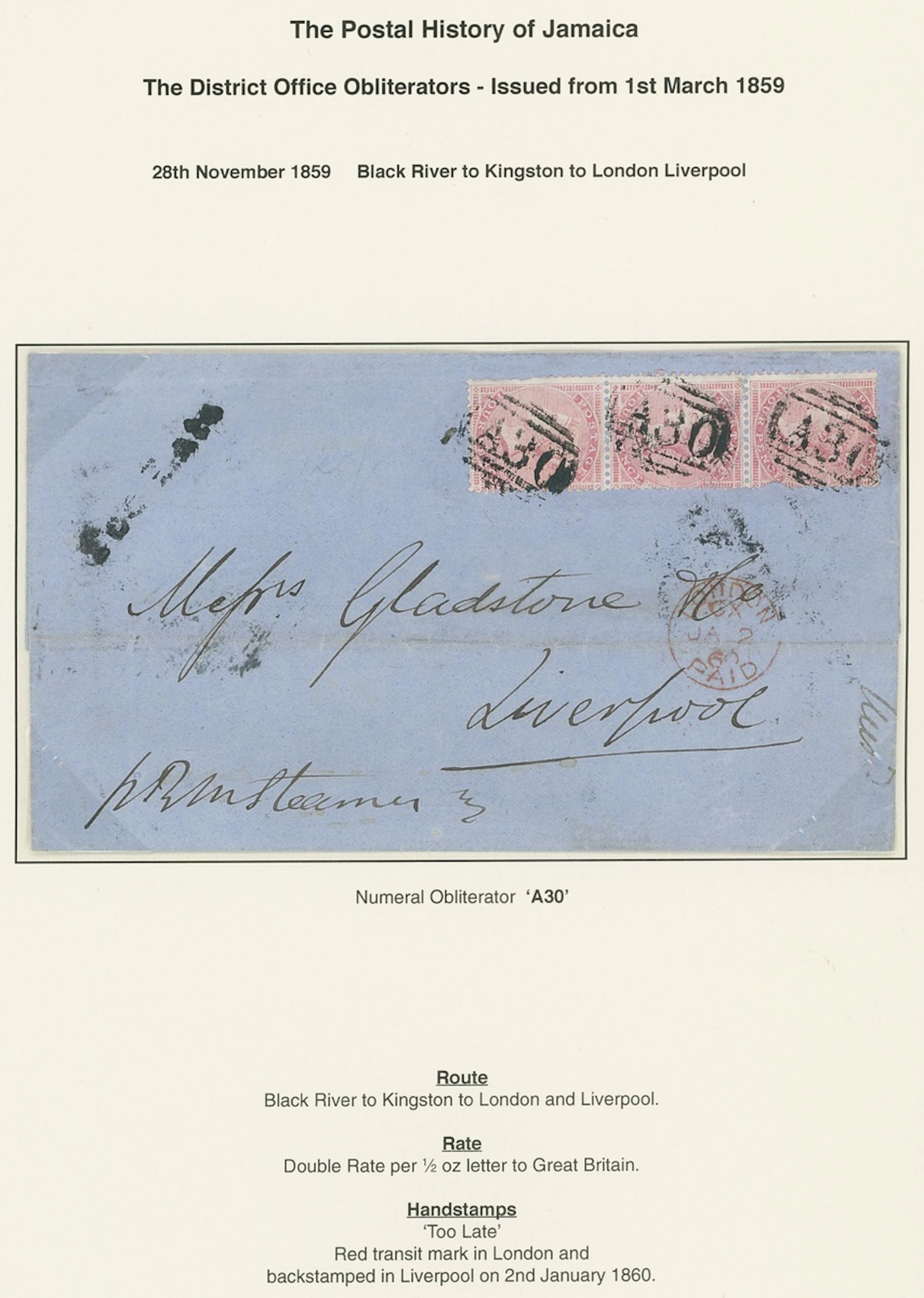 Jamaica Great Britain used in Jamaica Imperial Issues used at Post
