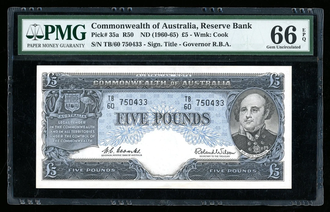 Commonwealth of Australia, £5, ND (1960-65), serial number TB/60 750433