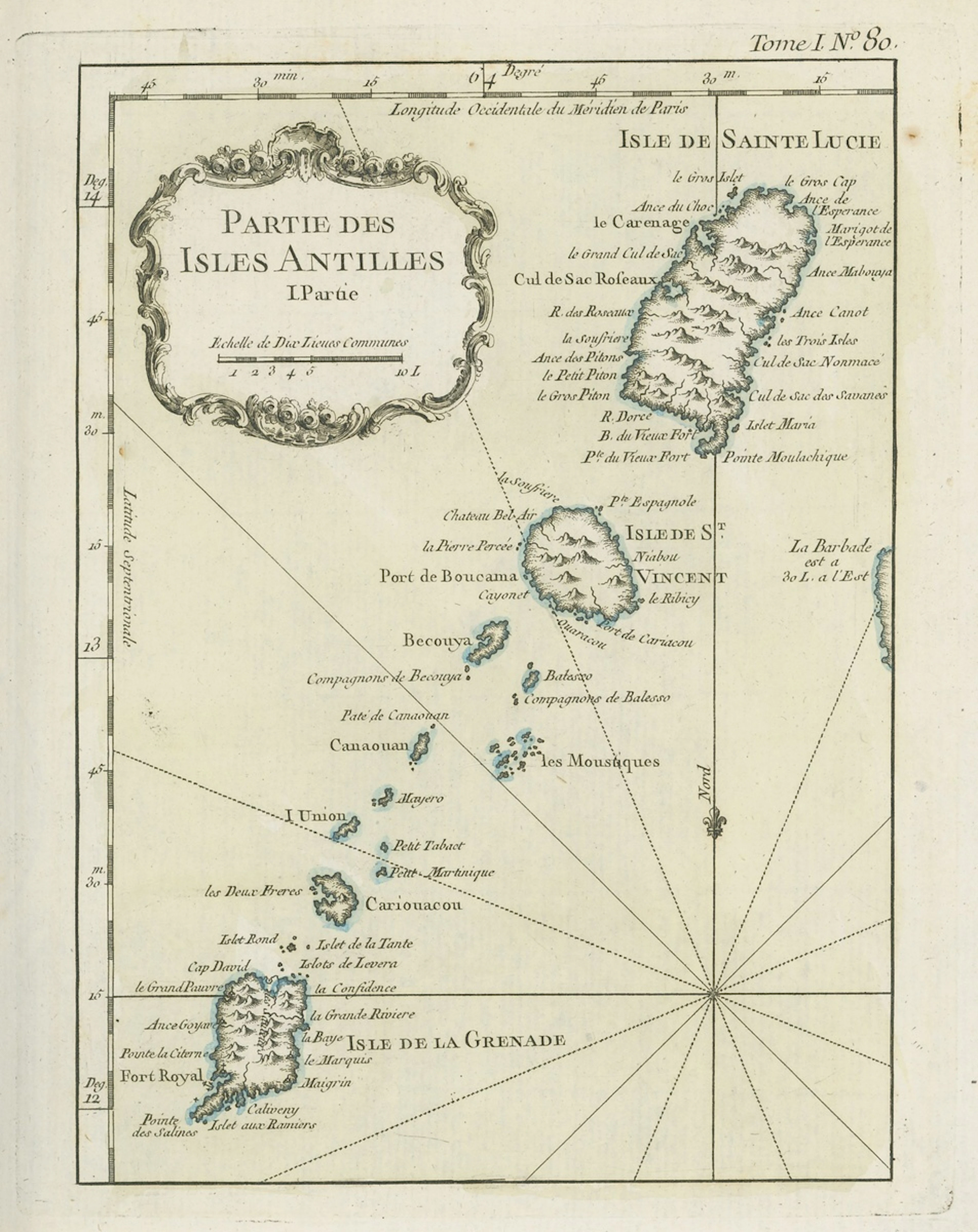 Early Maps 18th century "partie des isles antilles" French map, partly