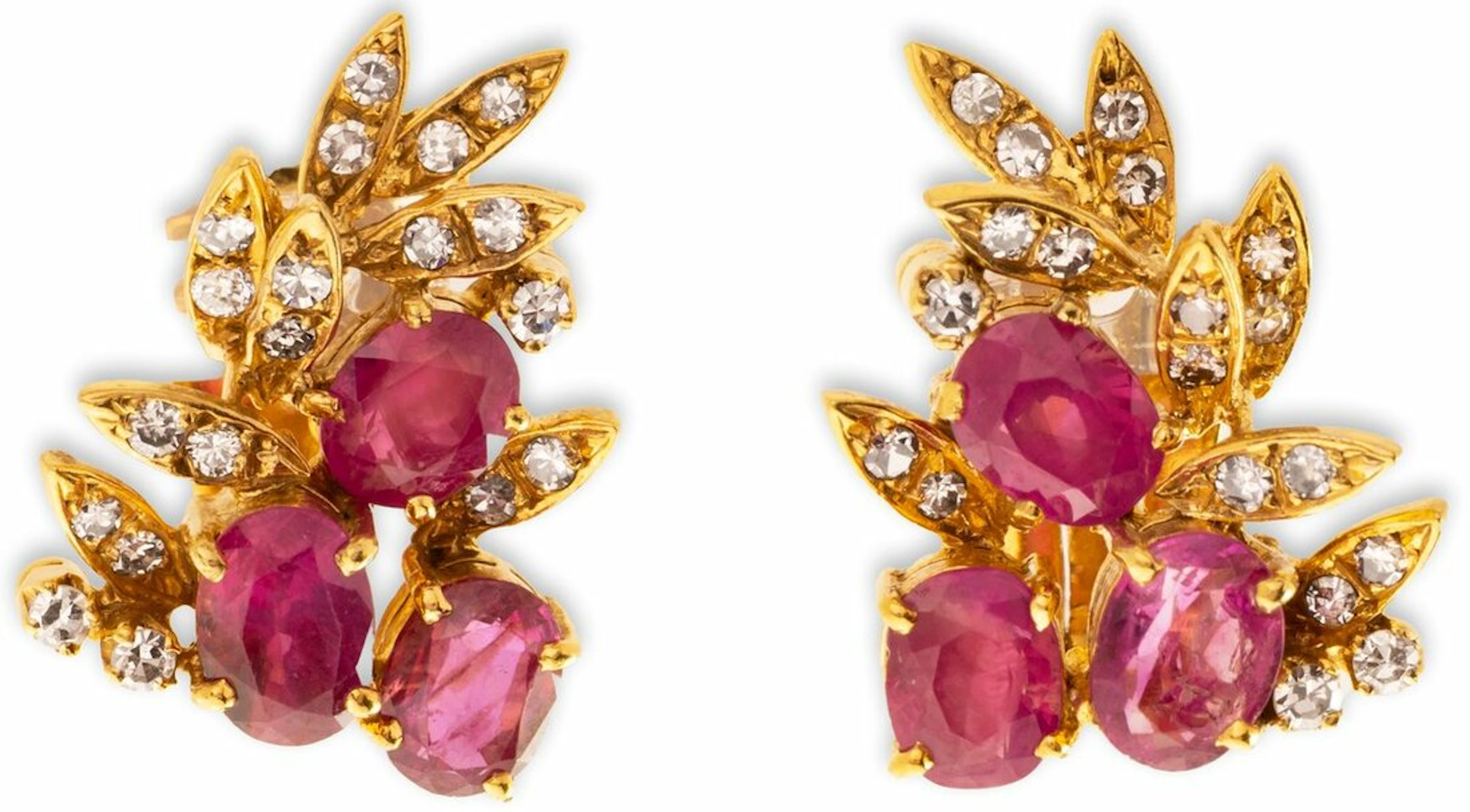 A PAIR OF RUBY AND DIAMOND EARRINGS