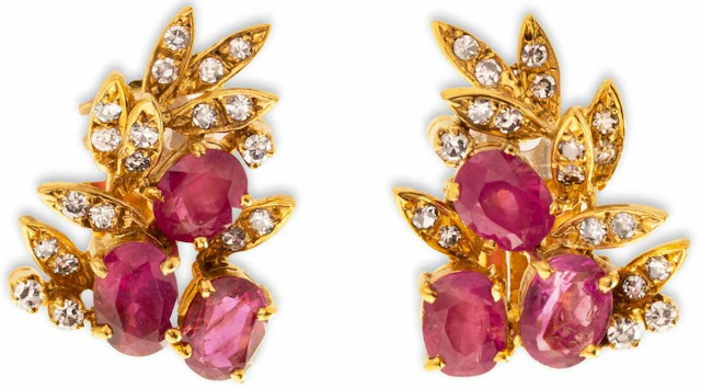 A PAIR OF RUBY AND DIAMOND EARRINGS