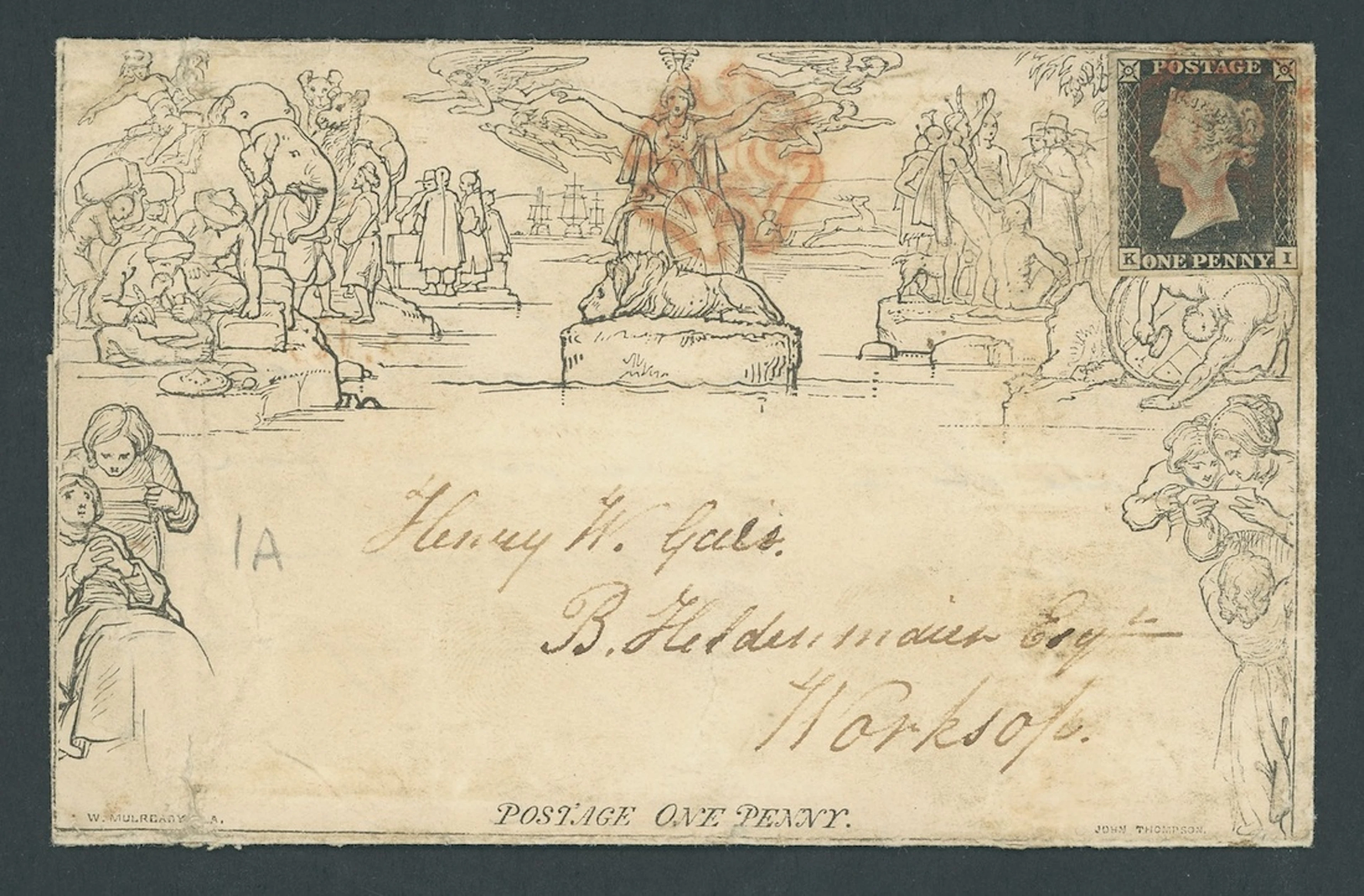 Great Britain 1840 Mulready One Penny Lettersheet A1, 1840 (29 June)